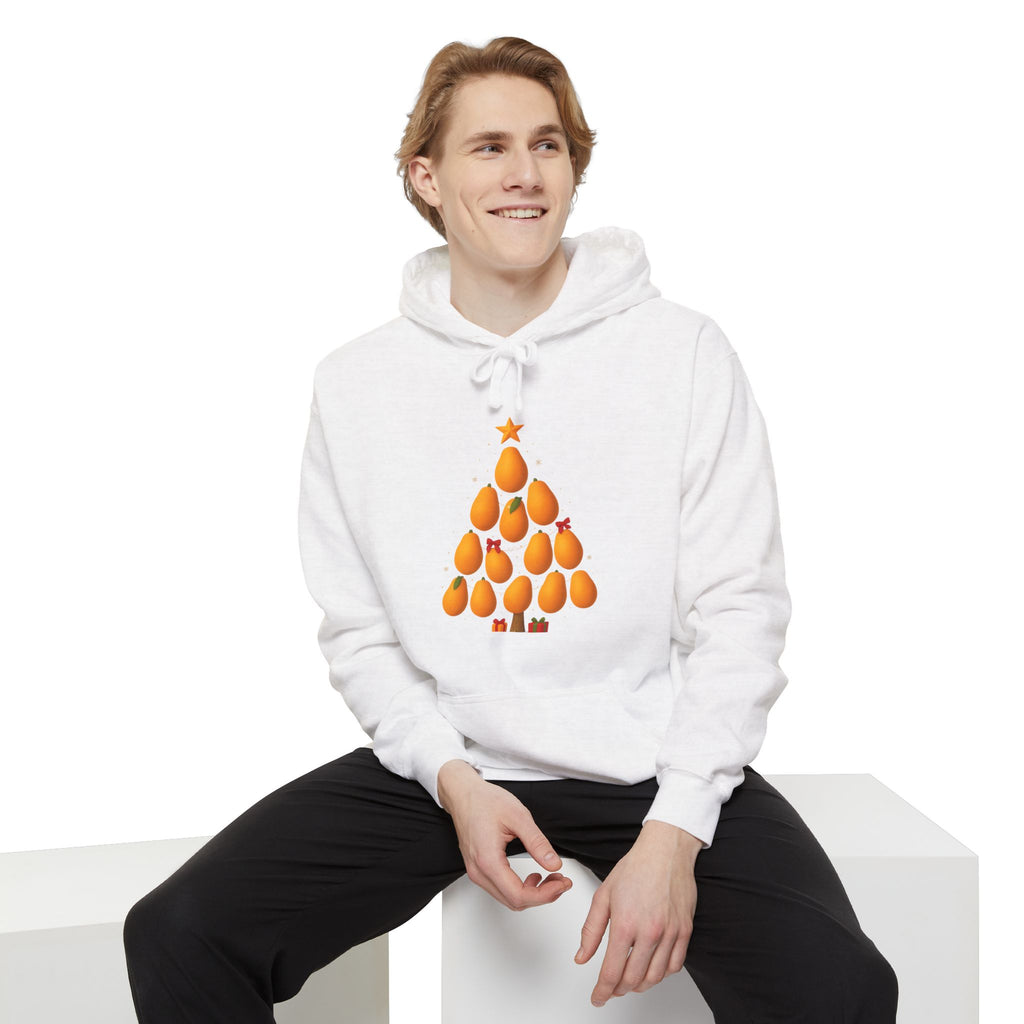 Orange Christmas Tree Hoodie — Festive Citrus Holiday Pullover