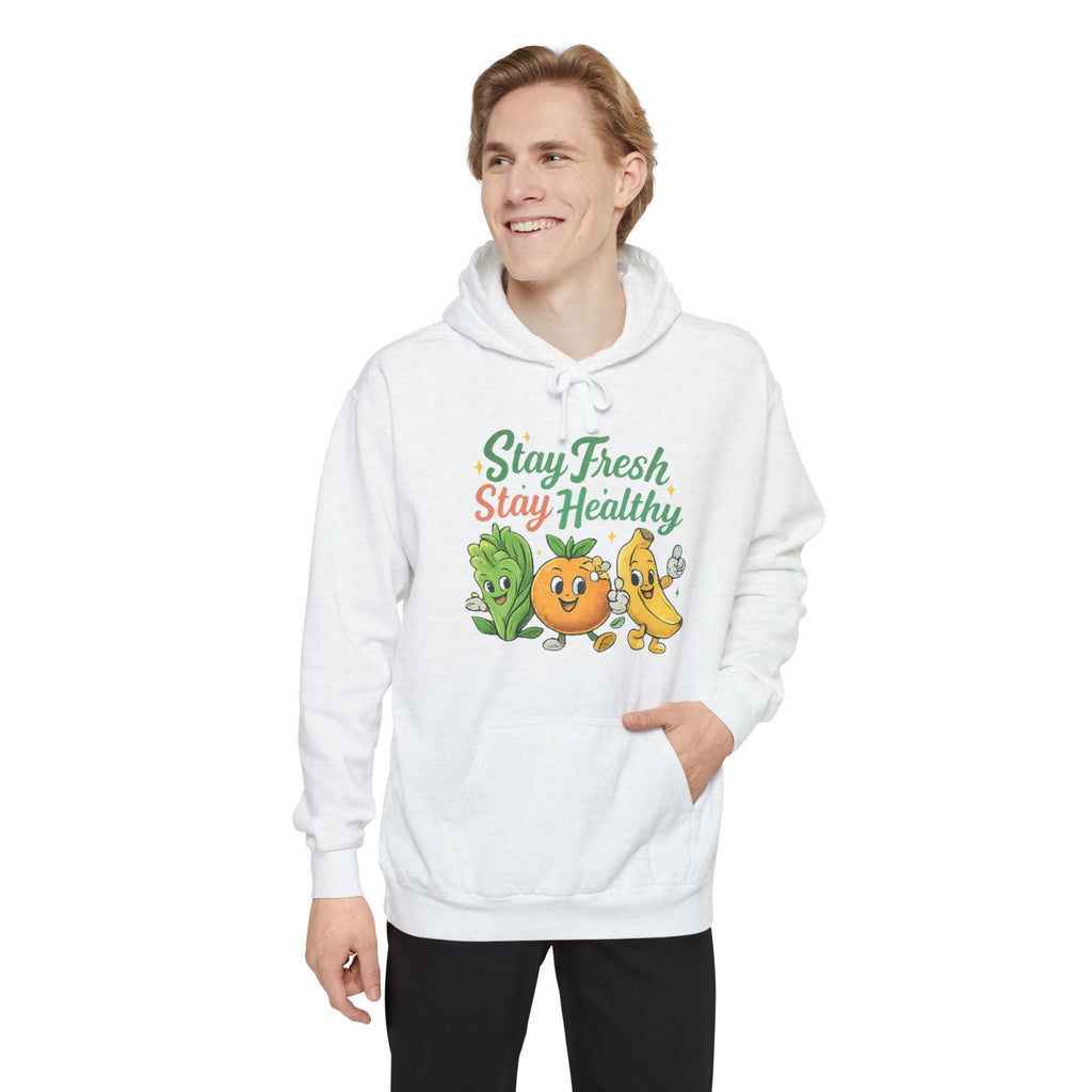 Stay Fresh Stay Healthy Hoodie — Cute Fruit & Veg Wellness Pullover