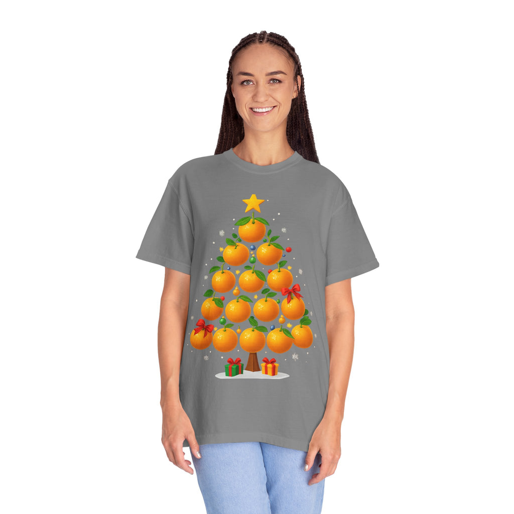 Orange Christmas Tree T-Shirt — Festive Citrus Holiday Tee