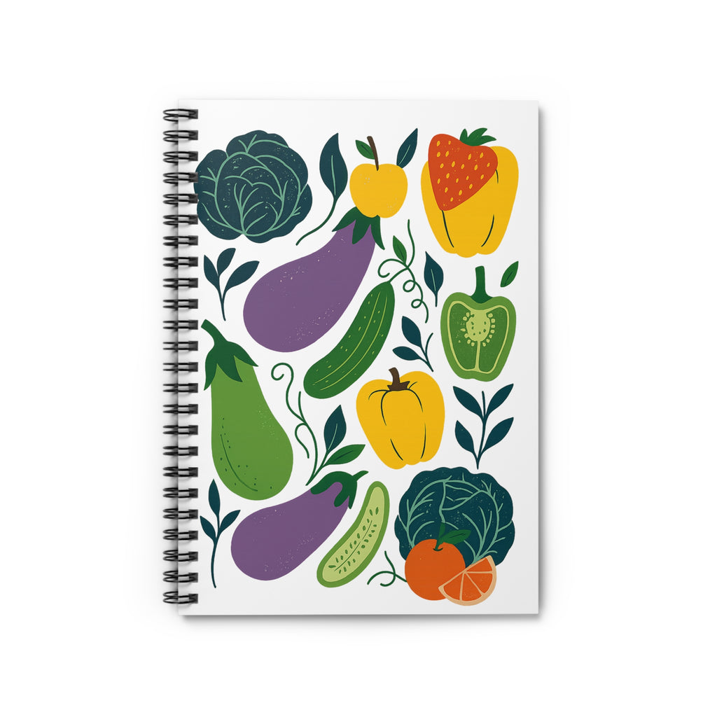 Veggie Garden Spiral Notebook — Colorful Fruits & Vegetables Ruled Journal