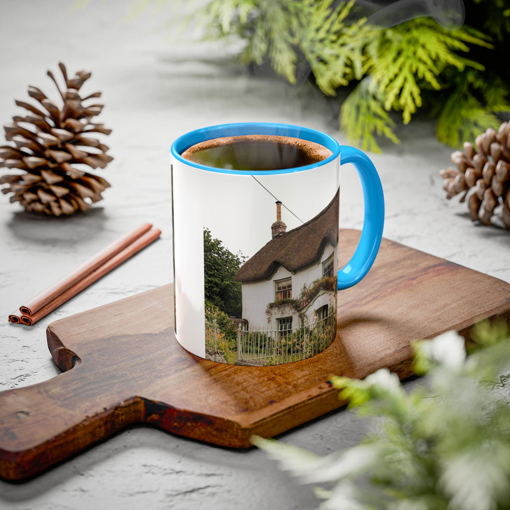 Thatched Cottage Photo Mug (11oz & 15oz) — Cozy English Cottage Scenic Coffee Cup