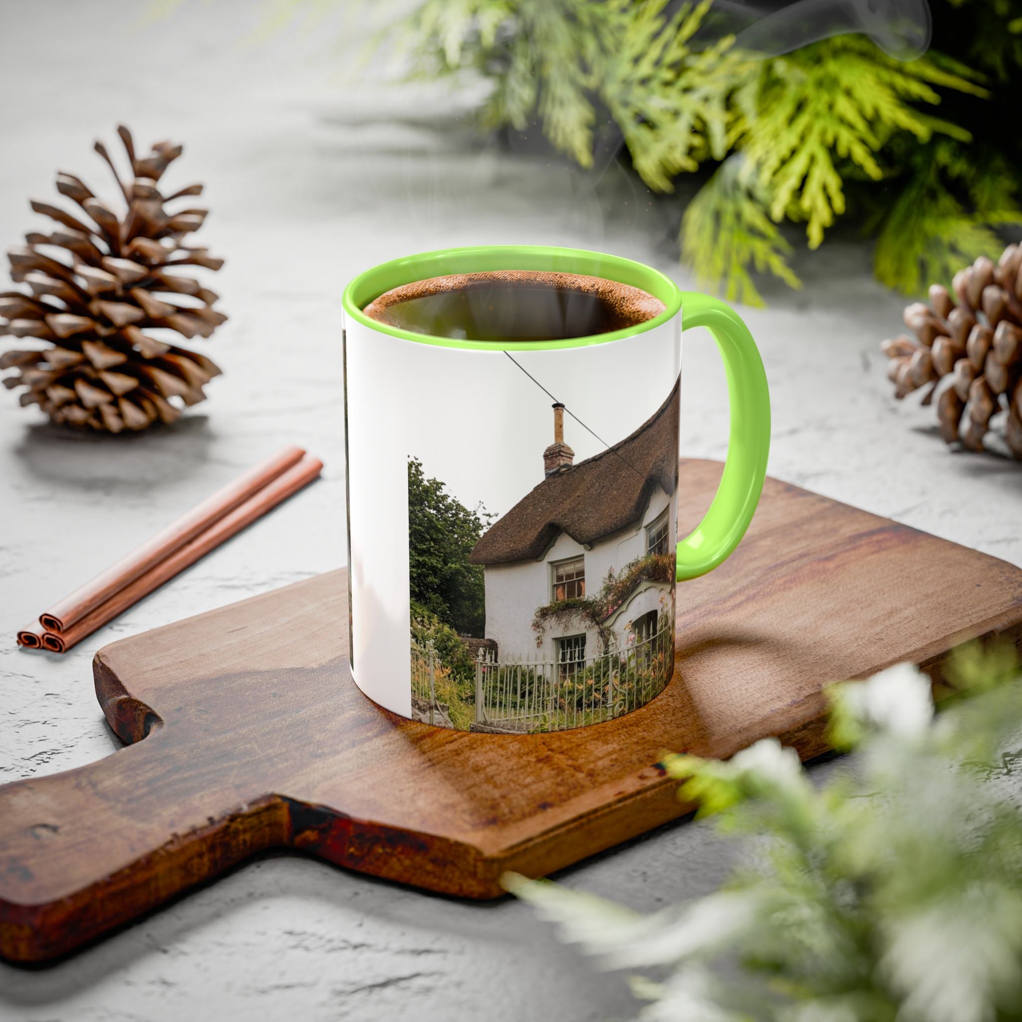 Thatched Cottage Photo Mug (11oz & 15oz) — Cozy English Cottage Scenic Coffee Cup