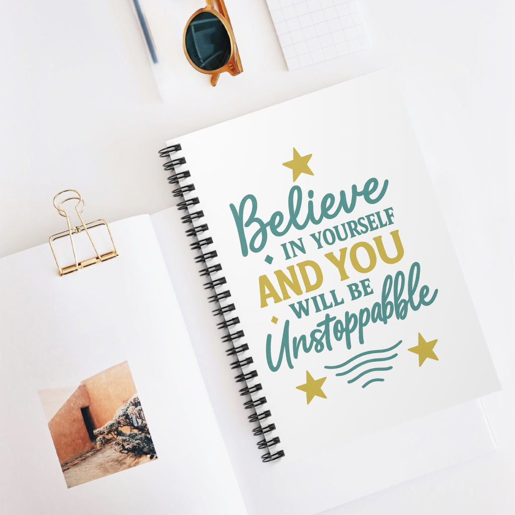 Inspirational Spiral Notebook - "Believe in Yourself"