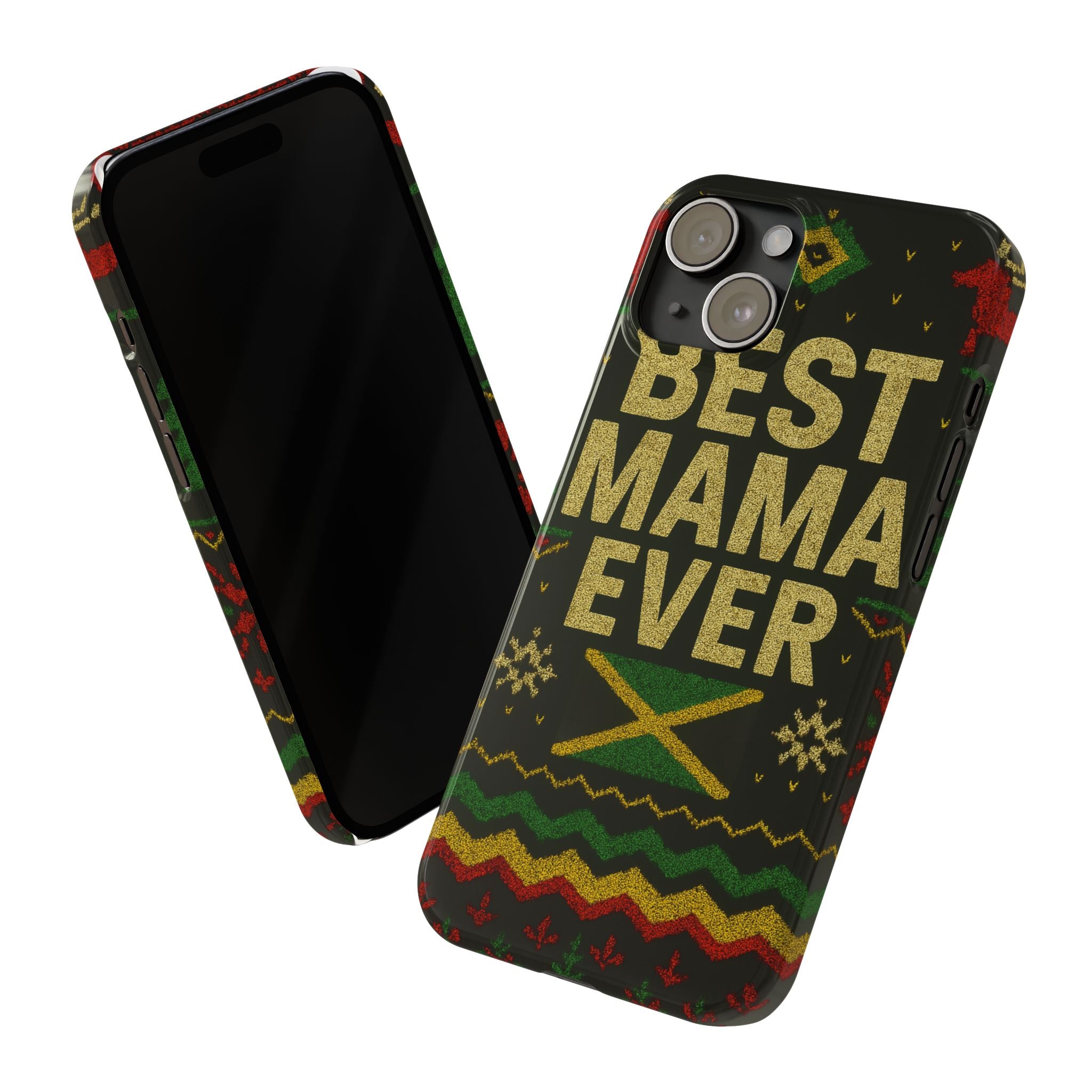 Slim Phone Case — 'Best Mama Ever' Jamaican Reggae Pattern