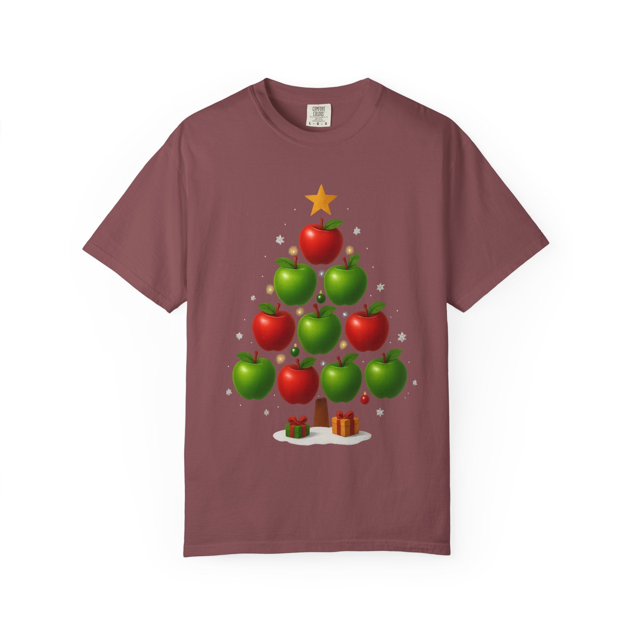 Apple Christmas Tree T-Shirt — Holiday Fruit Tree Graphic Tee