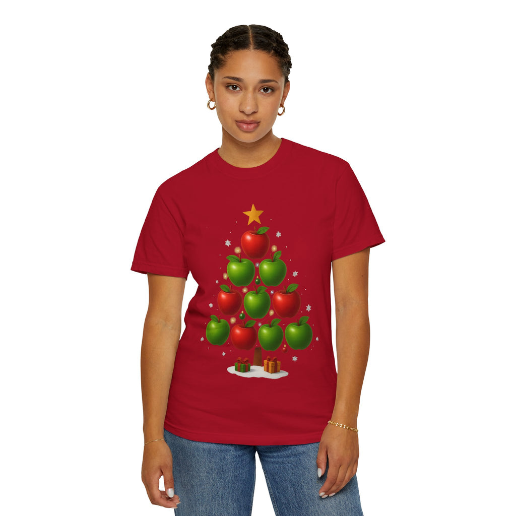 Apple Christmas Tree T-Shirt — Holiday Fruit Tree Graphic Tee