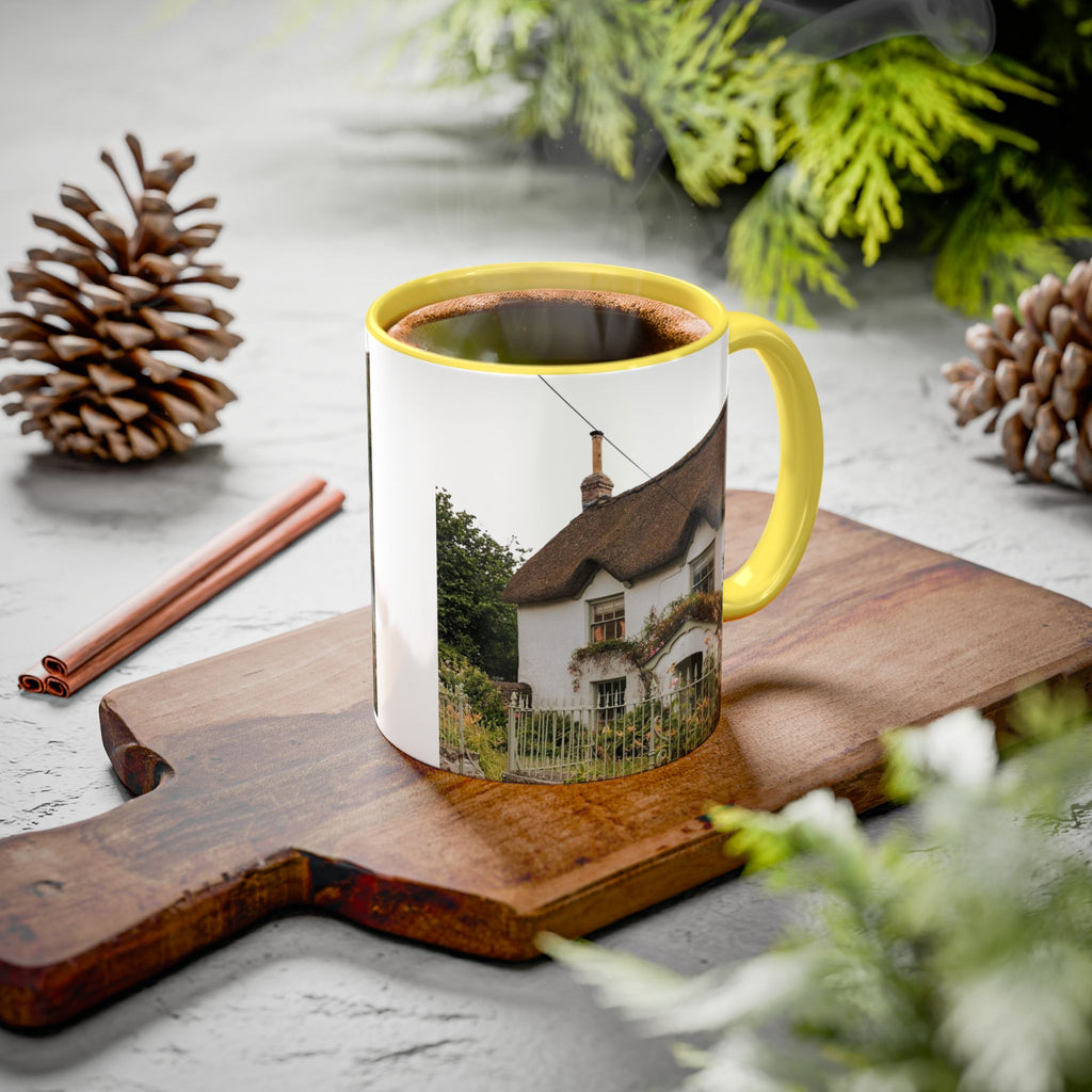 Thatched Cottage Photo Mug (11oz & 15oz) — Cozy English Cottage Scenic Coffee Cup