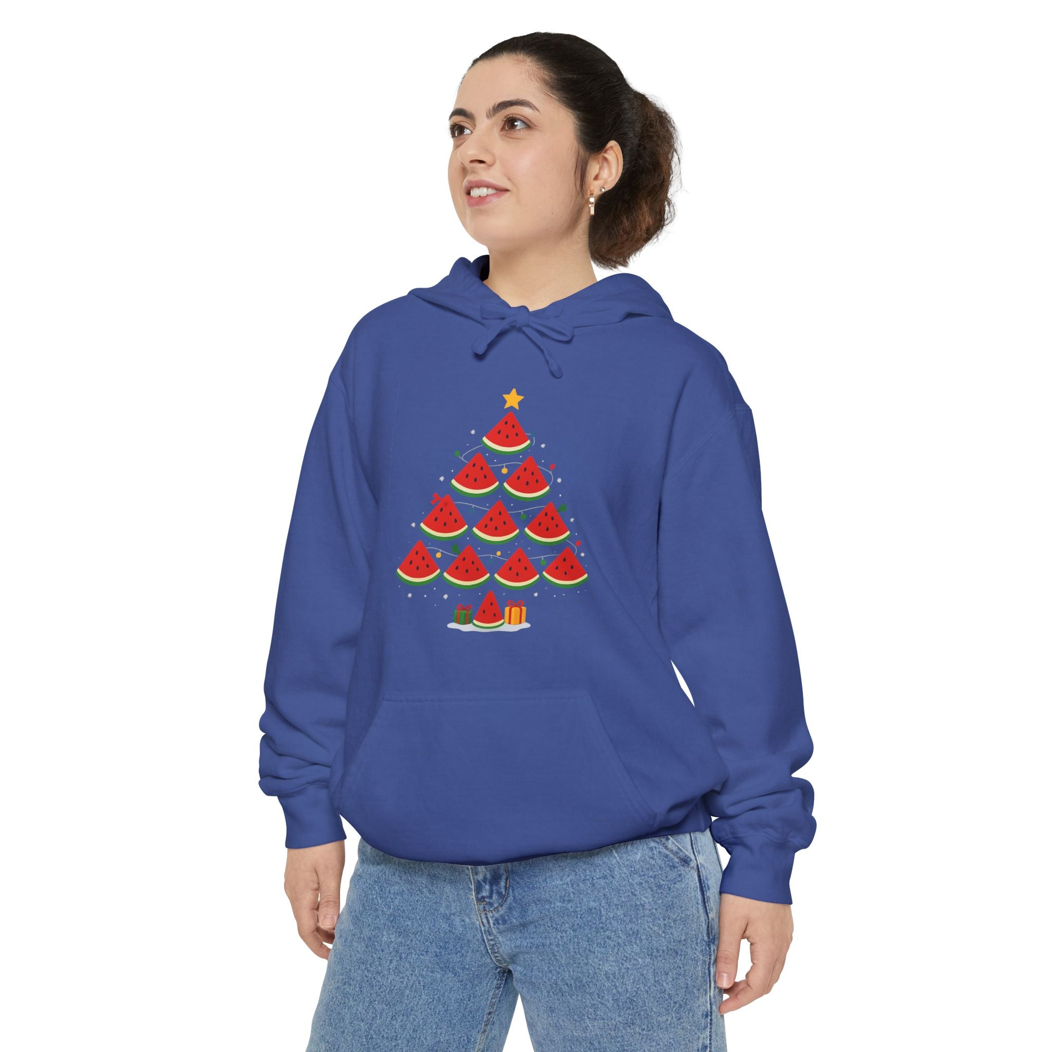 Watermelon Christmas Tree Hoodie — Festive Fruit Holiday Pullover