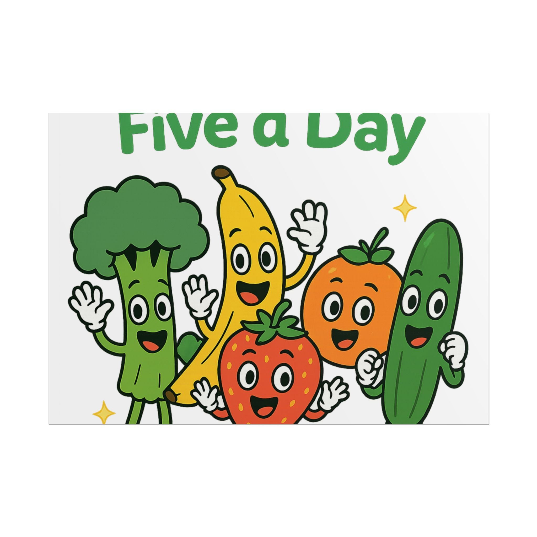 Rolled Poster — "Get Your Five a Day" Cute Fruit & Veggie Wall Art