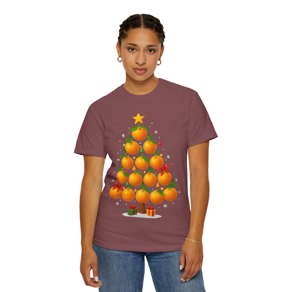 Orange Christmas Tree T-Shirt — Festive Citrus Holiday Tee