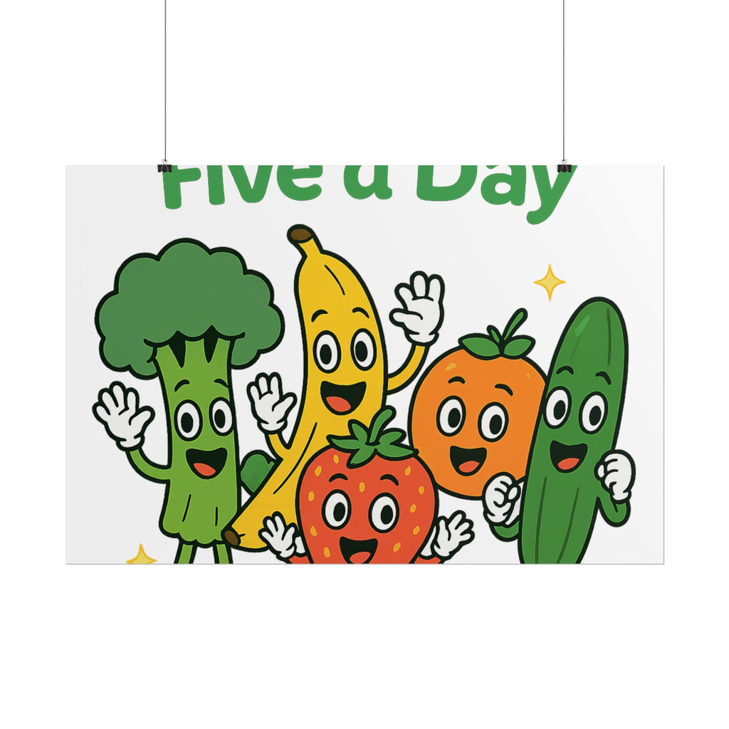 Rolled Poster — "Get Your Five a Day" Cute Fruit & Veggie Wall Art