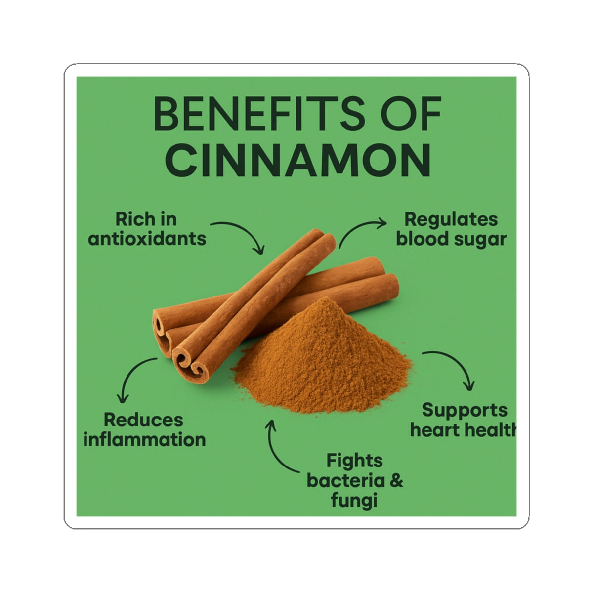 Cinnamon Benefits Stickers, Nature Lover Stickers, Healthy Living Decor, Kitchen Aesthetic, Gift for Foodies