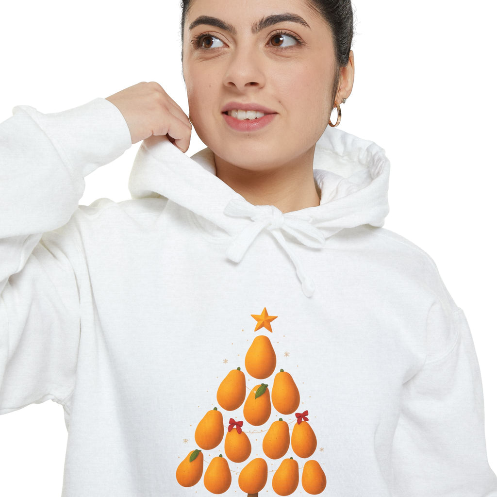 Orange Christmas Tree Hoodie — Festive Citrus Holiday Pullover