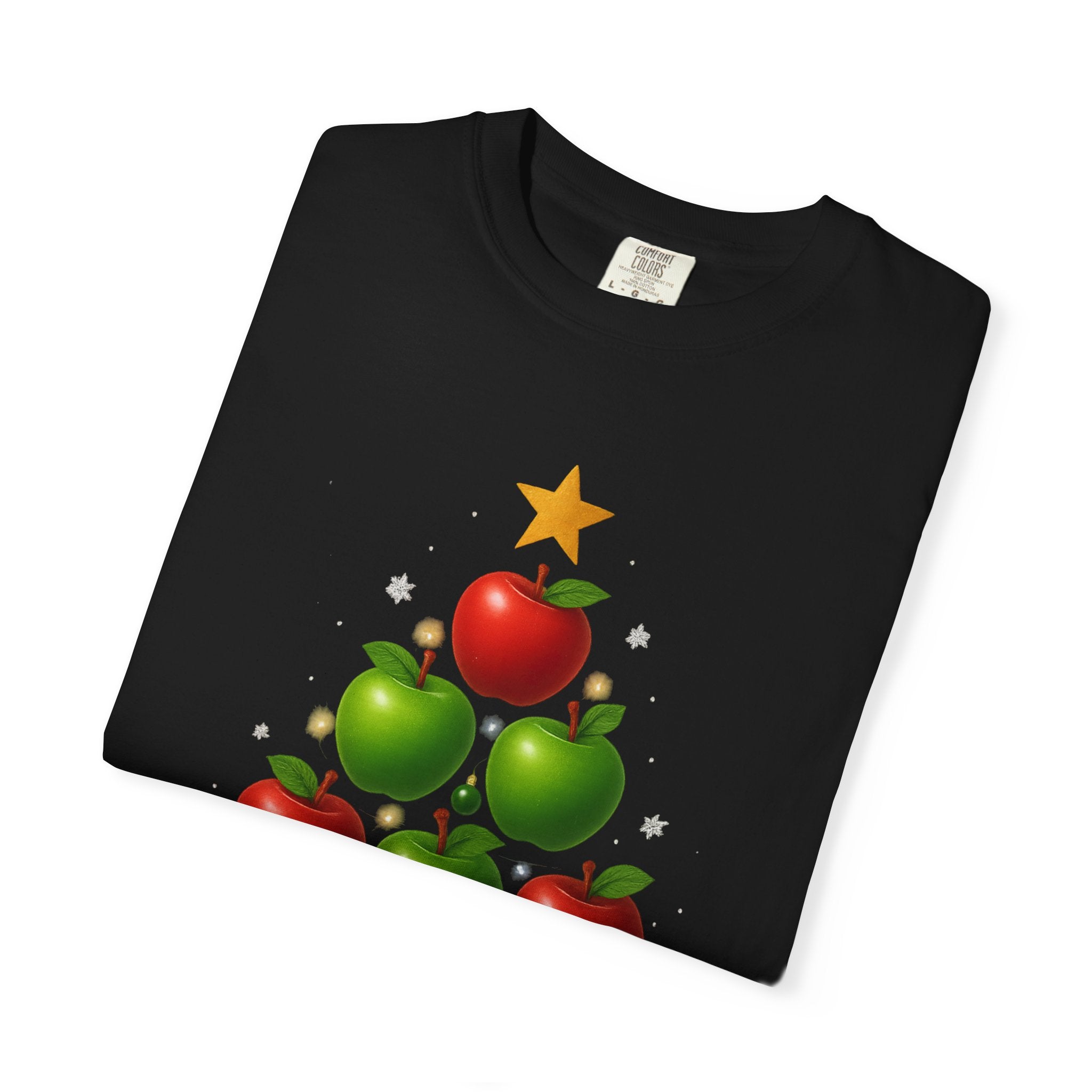 Apple Christmas Tree T-Shirt — Holiday Fruit Tree Graphic Tee
