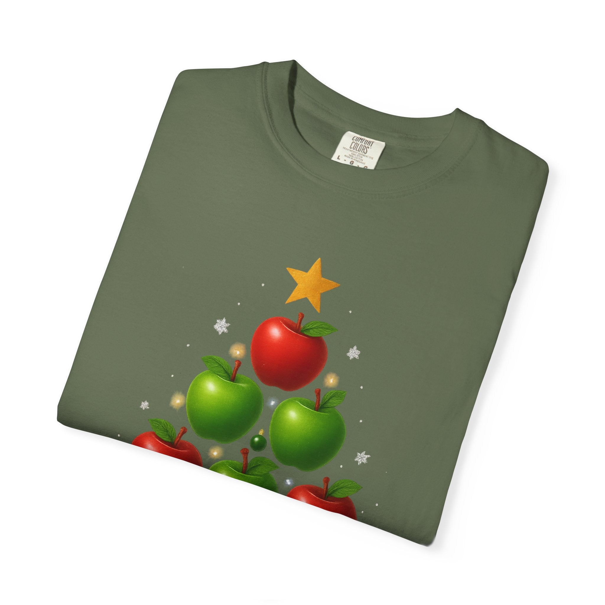 Apple Christmas Tree T-Shirt — Holiday Fruit Tree Graphic Tee