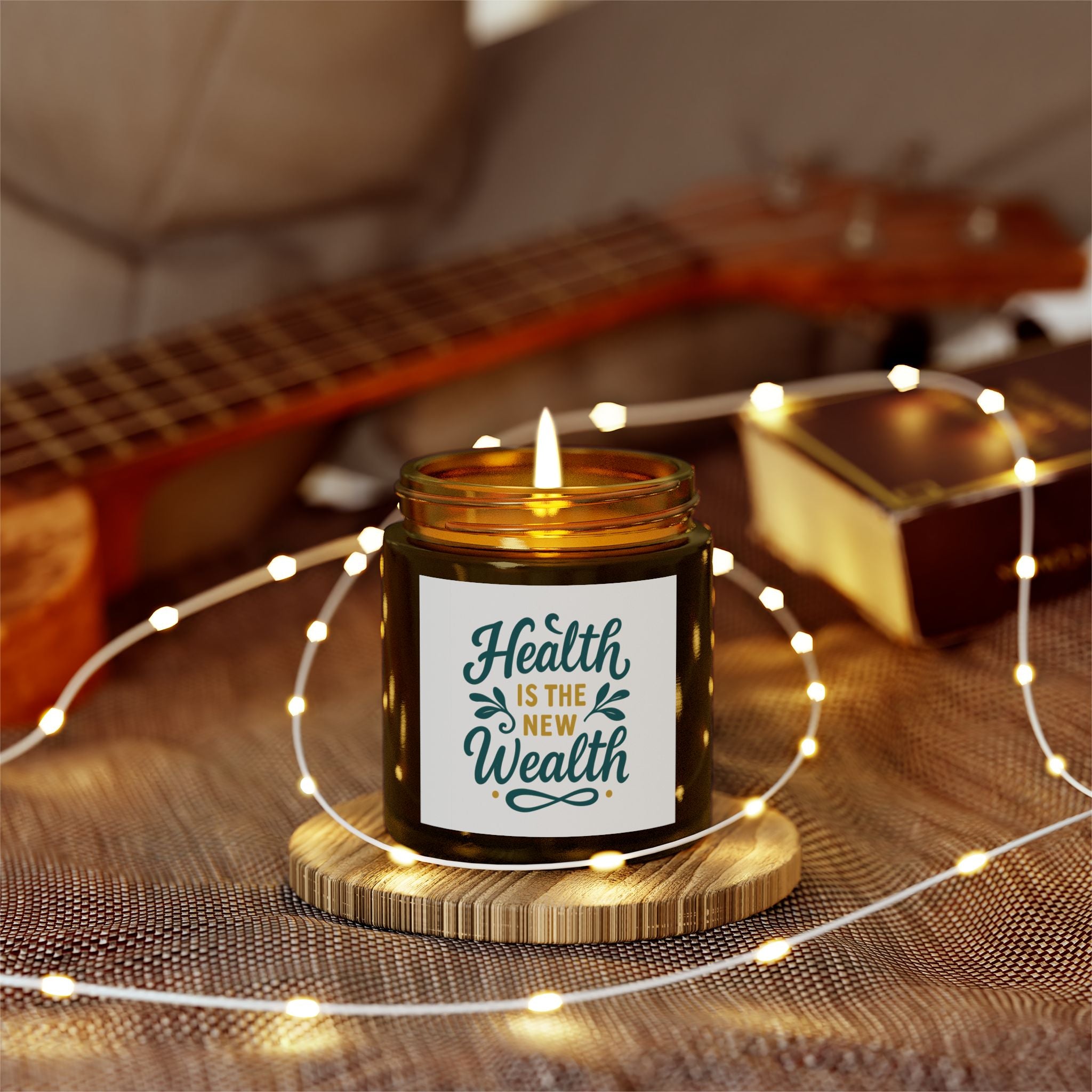 Health is the New Wealth Scented Candles - Coconut Apricot Wax, Wellness Gifts, Self-Care Essentials, Aromatherapy, Home Decor