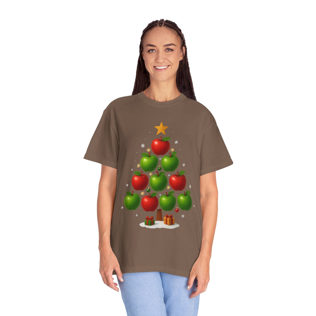Apple Christmas Tree T-Shirt — Holiday Fruit Tree Graphic Tee