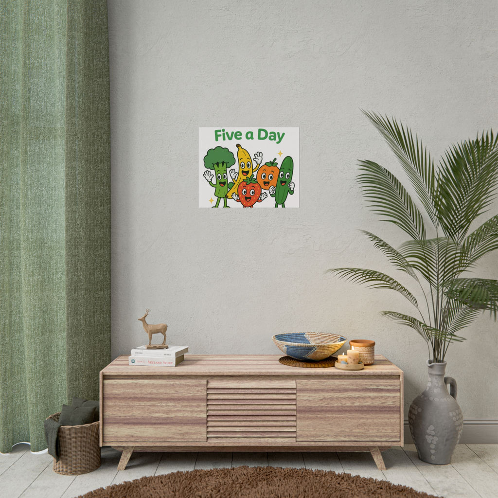 Rolled Poster — "Get Your Five a Day" Cute Fruit & Veggie Wall Art