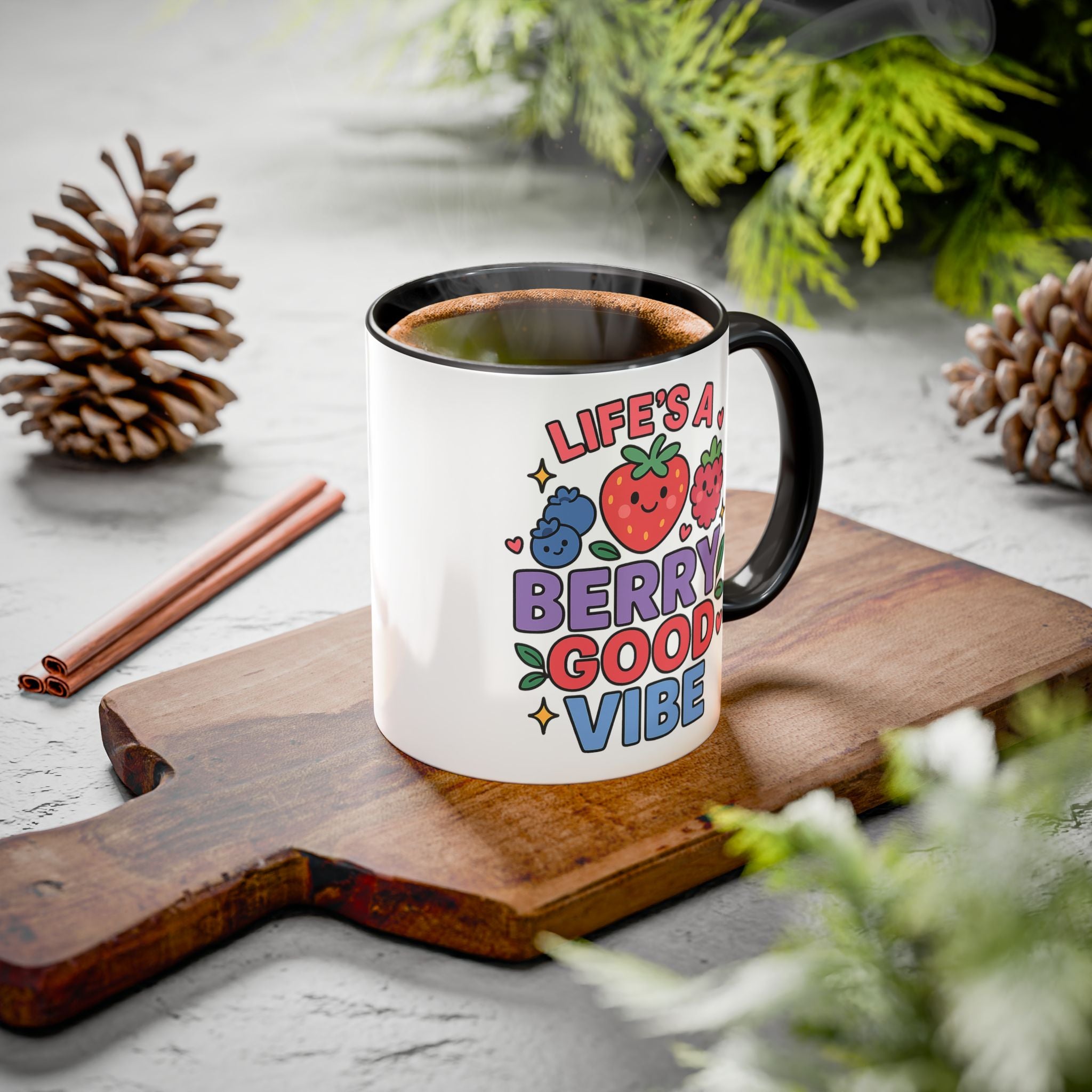Berry Good Vibe Mug — Cute Fruit Illustration Coffee Cup (11oz & 15oz)