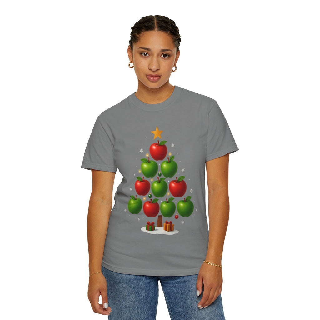 Apple Christmas Tree T-Shirt — Holiday Fruit Tree Graphic Tee
