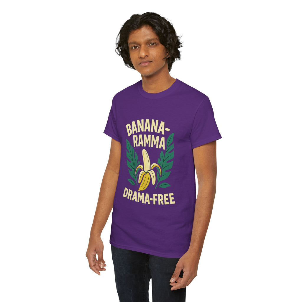 Banana-Ramma Drama-Free Unisex Heavy Cotton Tee, Fun Casual Shirt, Gift for Friends, Summer Vibes, Quirky Fashion Statement