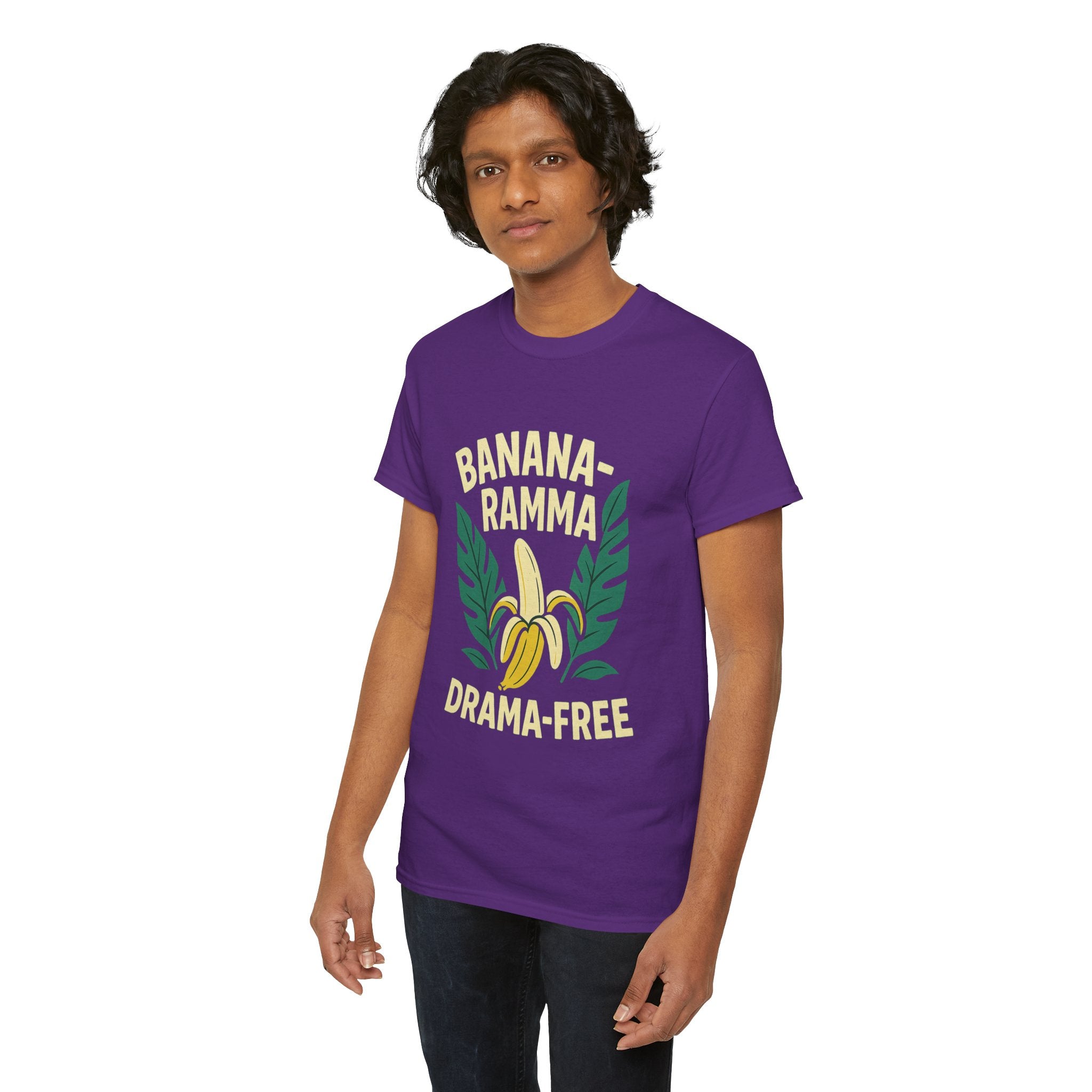 Banana-Ramma Drama-Free Unisex Heavy Cotton Tee, Fun Casual Shirt, Gift for Friends, Summer Vibes, Quirky Fashion Statement