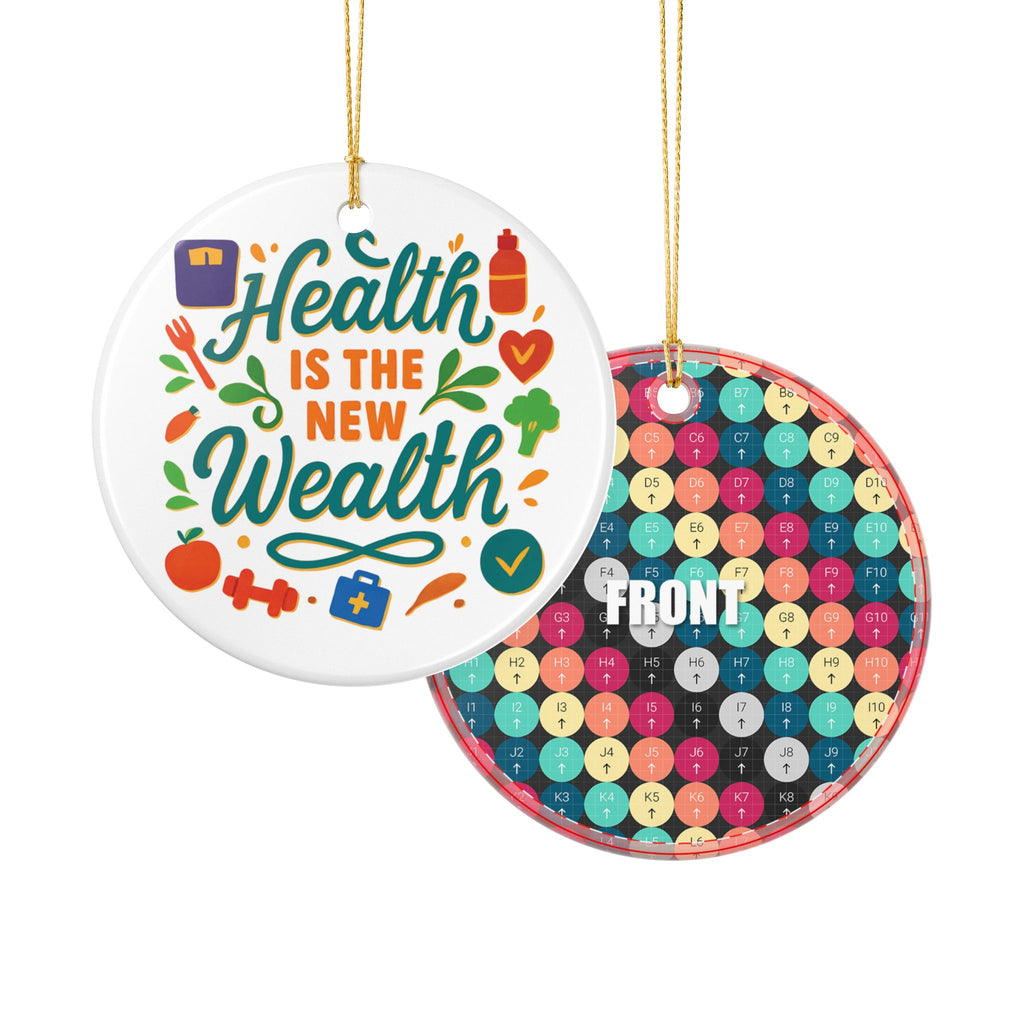 Ceramic Ornament — "Health Is The New Wealth" Motivational Wellness Decoration