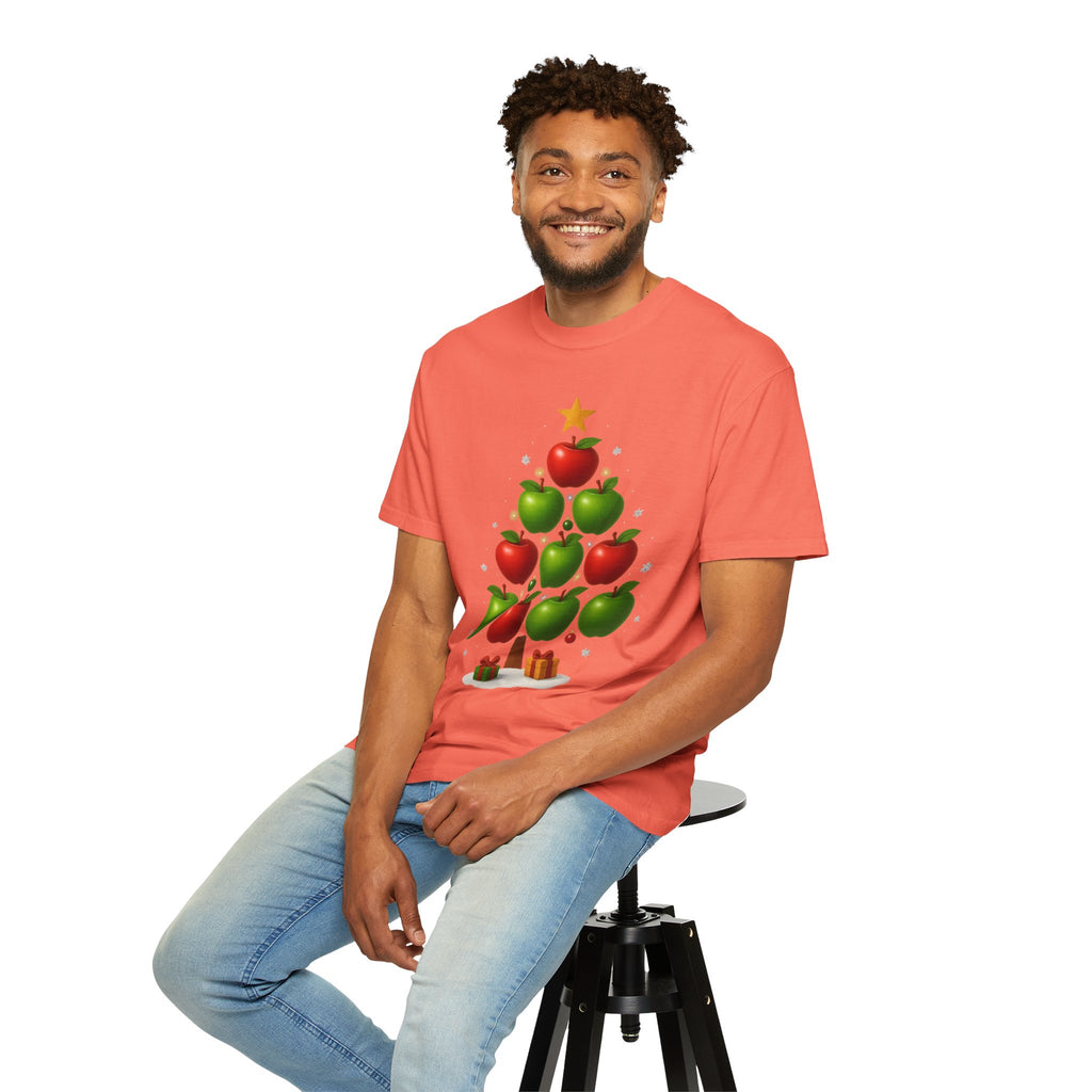 Apple Christmas Tree T-Shirt — Holiday Fruit Tree Graphic Tee