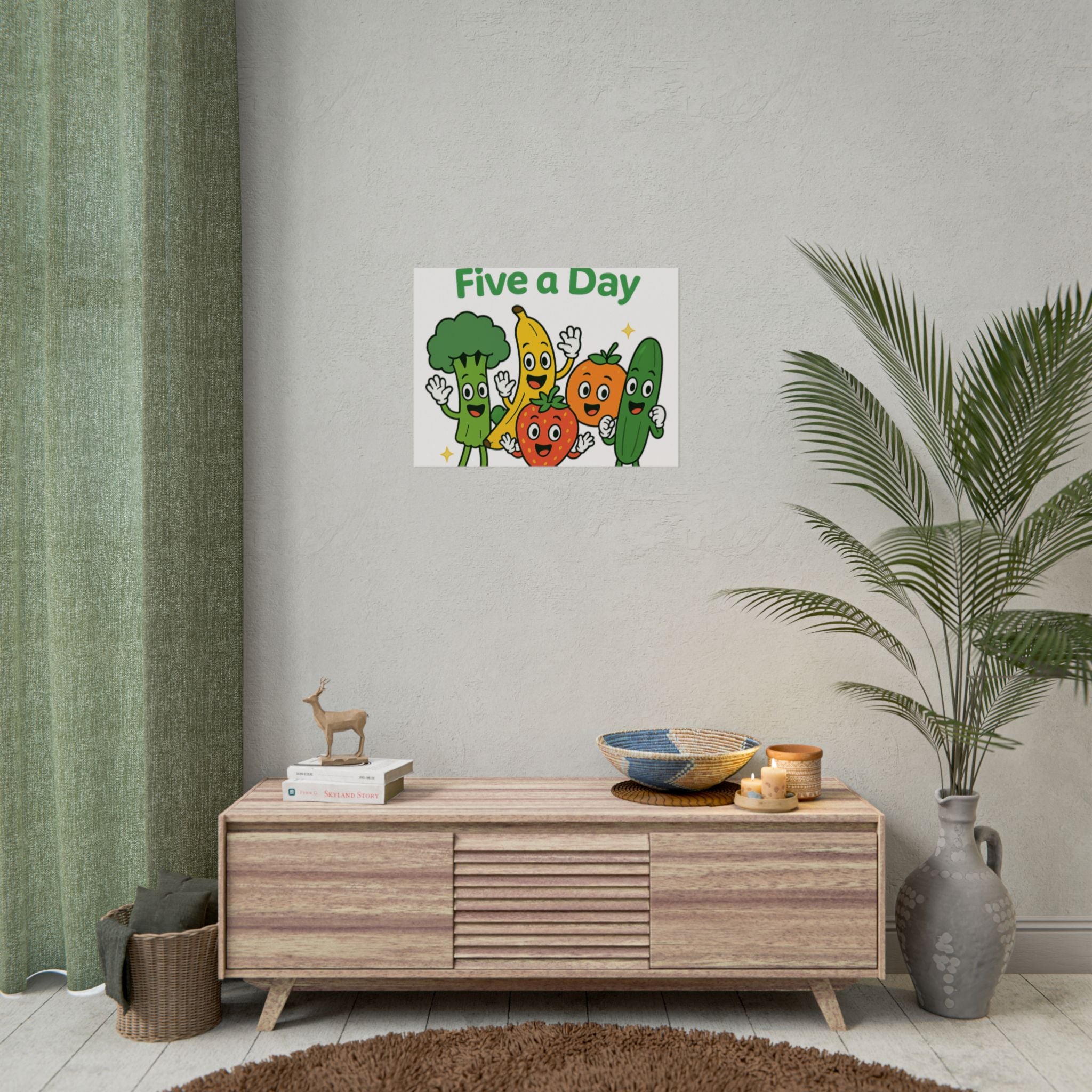 Rolled Poster — "Get Your Five a Day" Cute Fruit & Veggie Wall Art