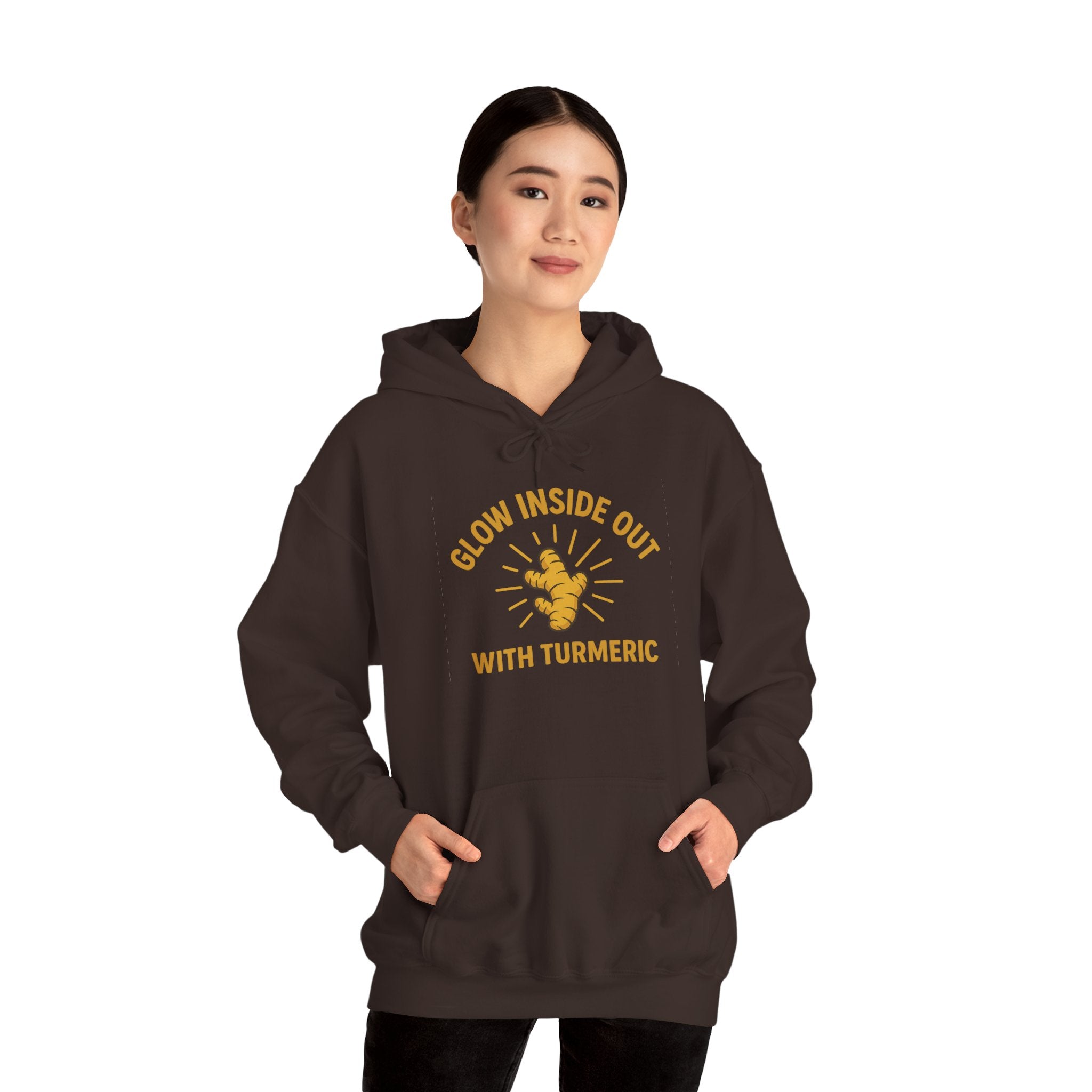 Glow Inside Out Turmeric Hoodie, Wellness Sweatshirt, Unisex Gift, Motivational Apparel, Cozy Fashion