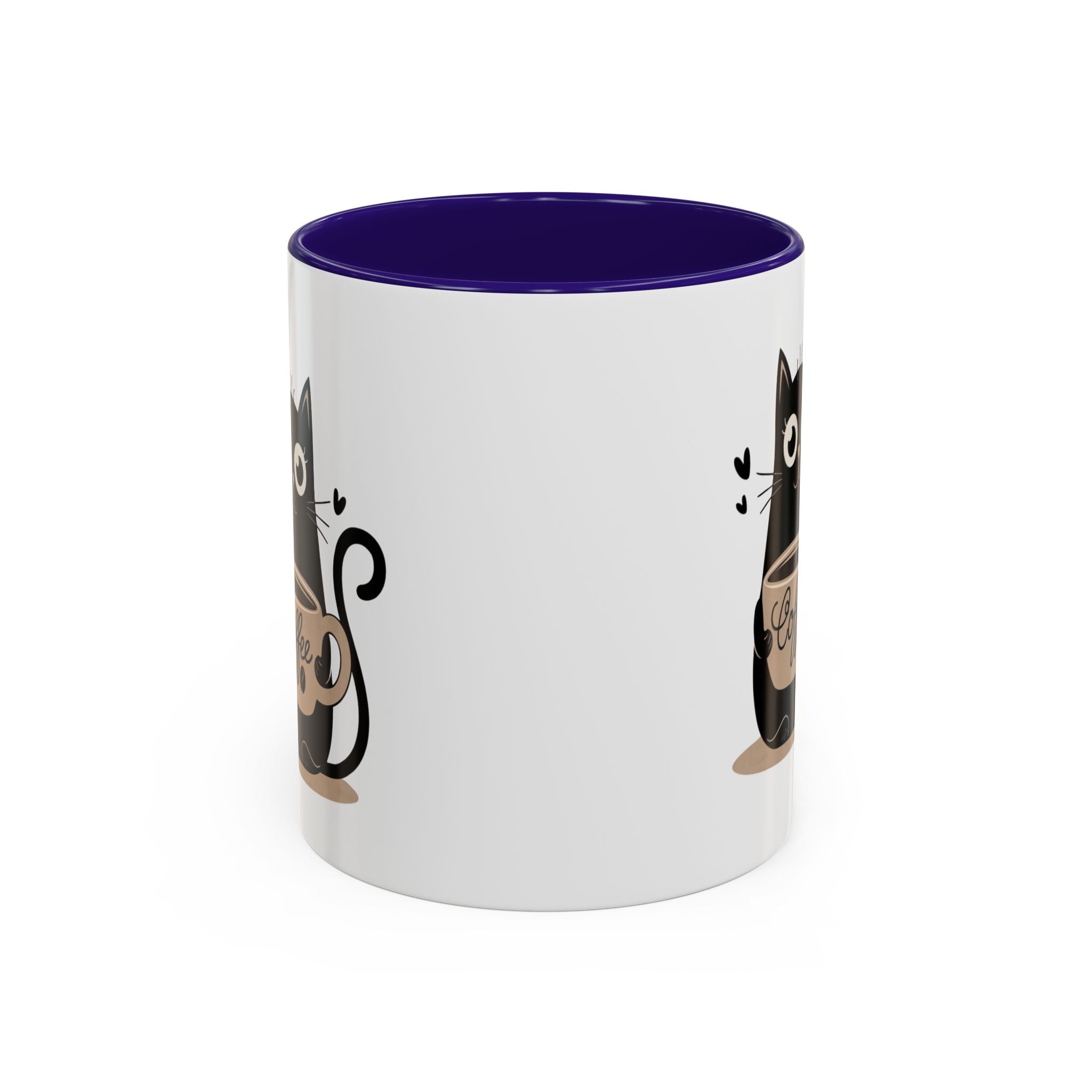 Cat Coffee Mug — Cute Black Cat Holding 'Coffee' Ceramic Mug (11oz & 15oz)