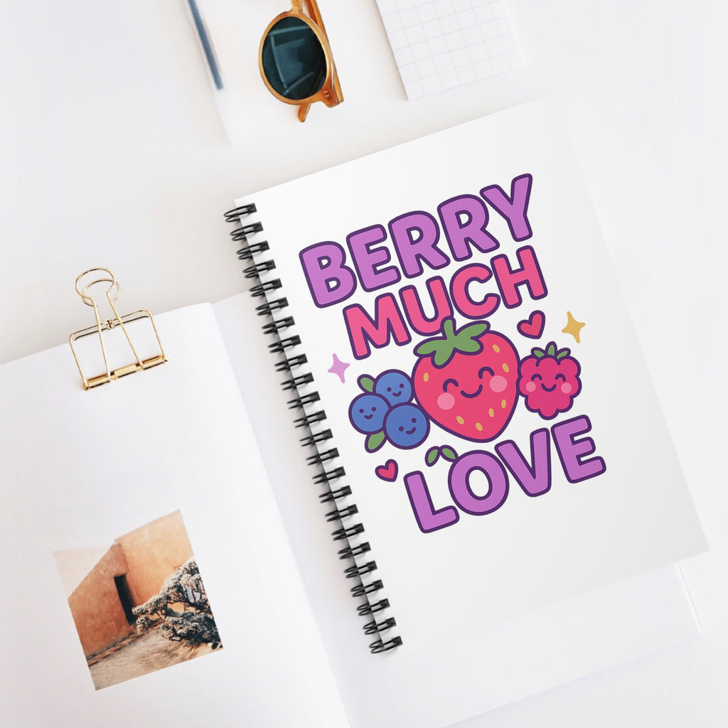 Berry Much Love Notebook - Cute Spiral Journal, Kawaii Stationery, Gift for Students, Teachers, and Berry Lovers
