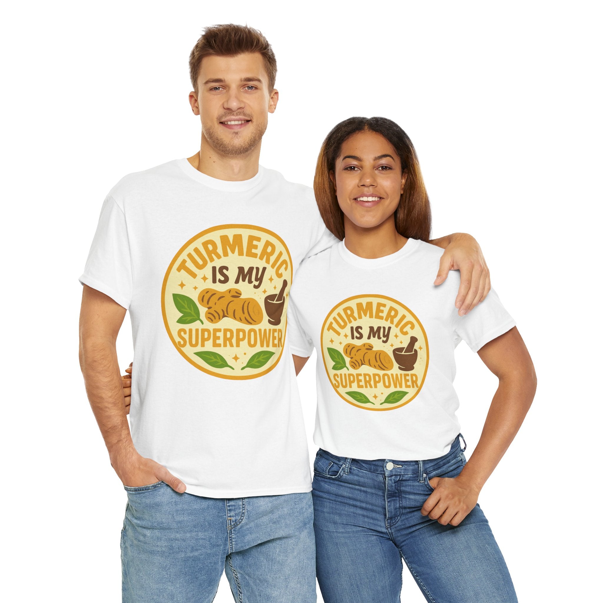 Turmeric Superpower Tee, Unisex Cotton T-Shirt, Health Enthusiast Gift, Herbal Tea Lover Shirt, Natural Wellness Apparel, Unique Gift Idea