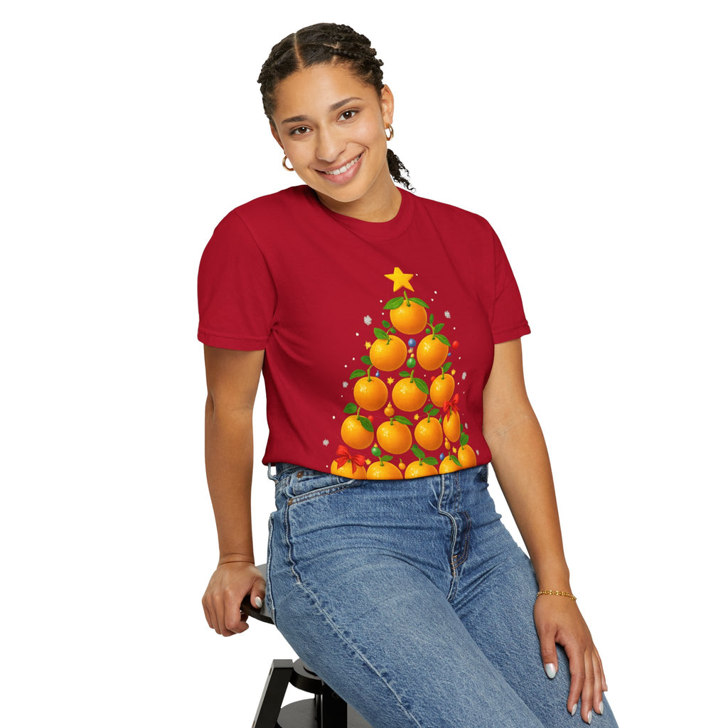 Orange Christmas Tree T-Shirt — Festive Citrus Holiday Tee