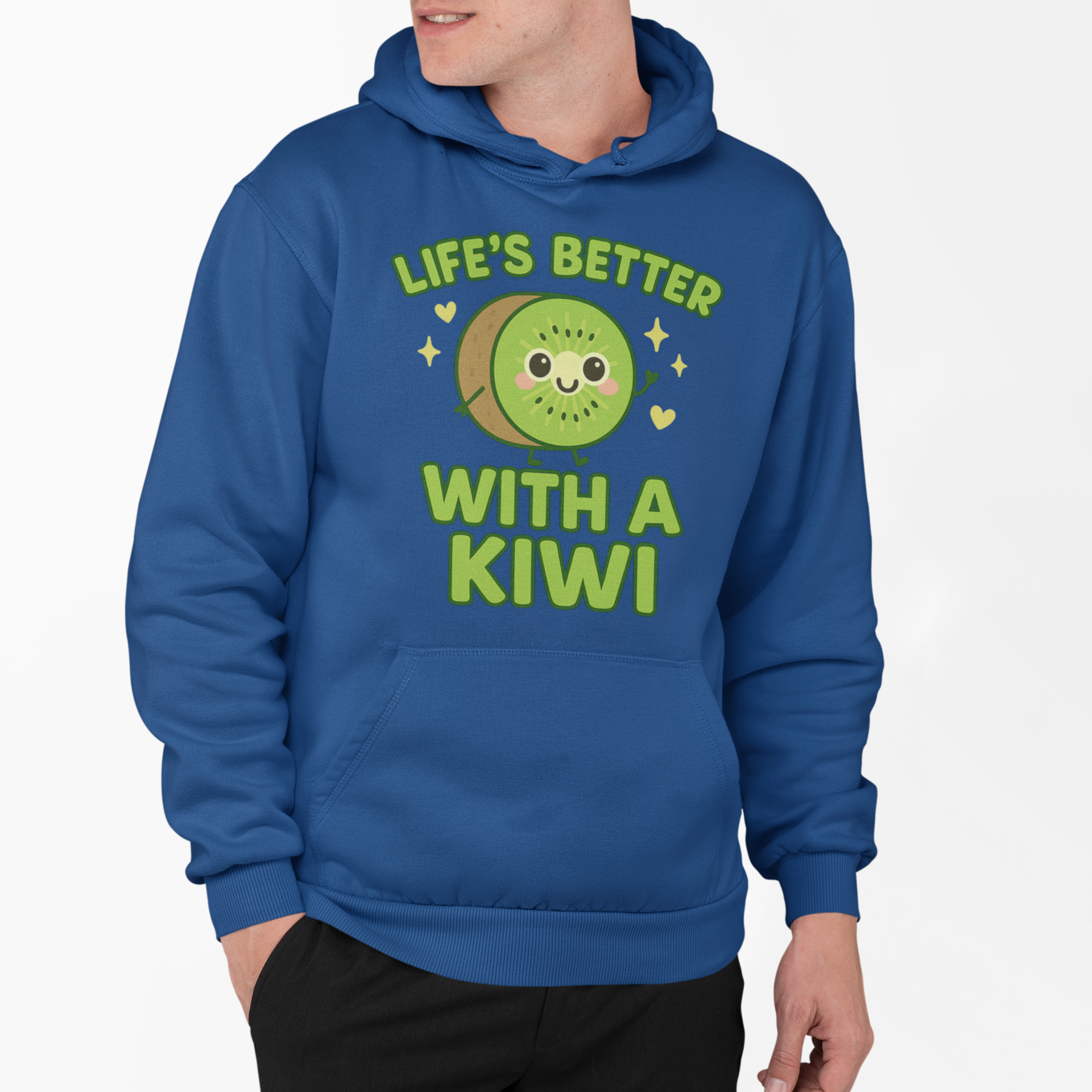 Whimsical Kiwi Hooded Tee, Fun Long Sleeve Tee for Adults, Seasonal Gift for Fruit Lovers, Quirky Casual Wear