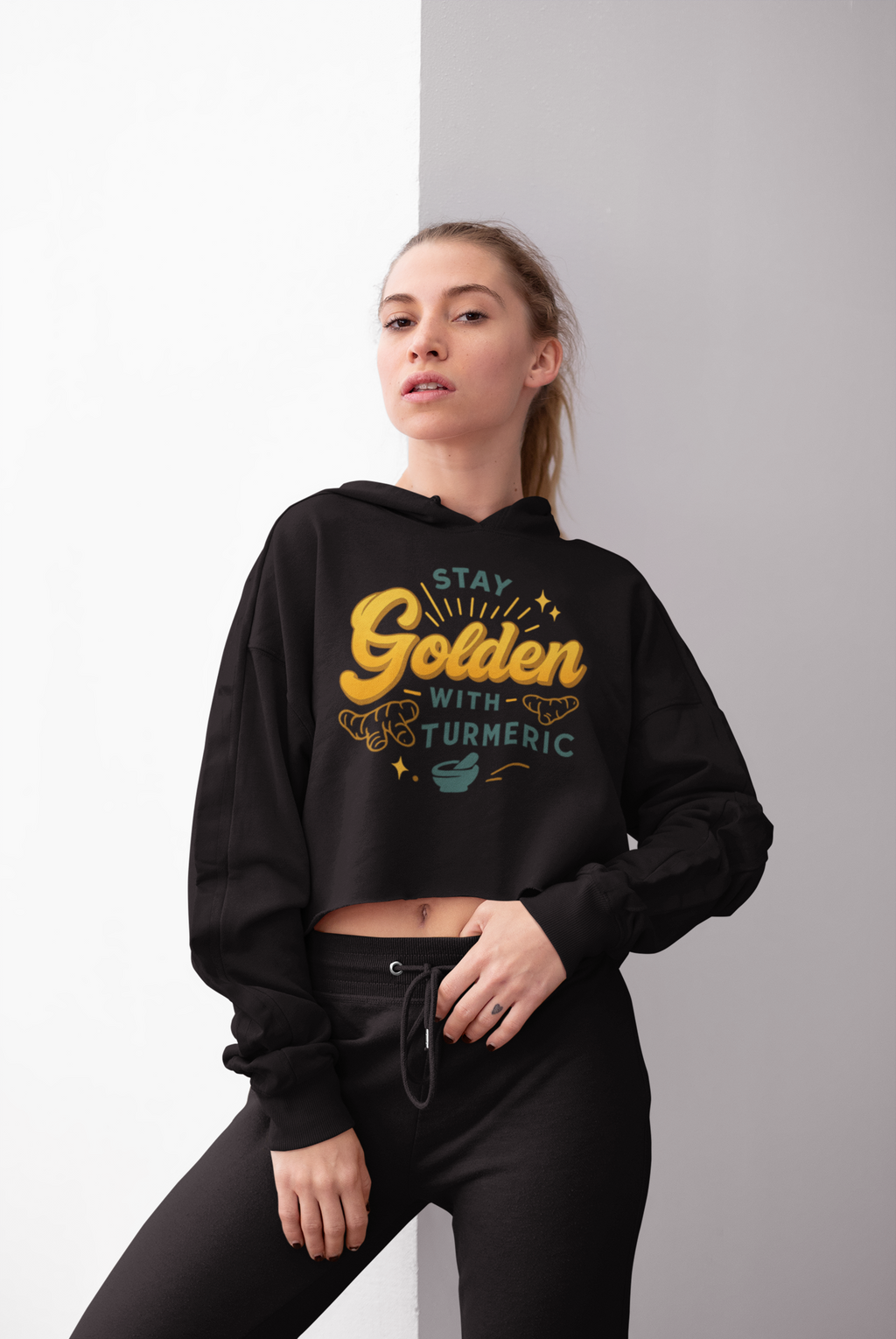 Stay Golden Crop Hoodie - Inspirational Gift for Health Enthusiasts, Trendy Activewear, Summer Fashion, Wellness Reminder, Gift for Friends