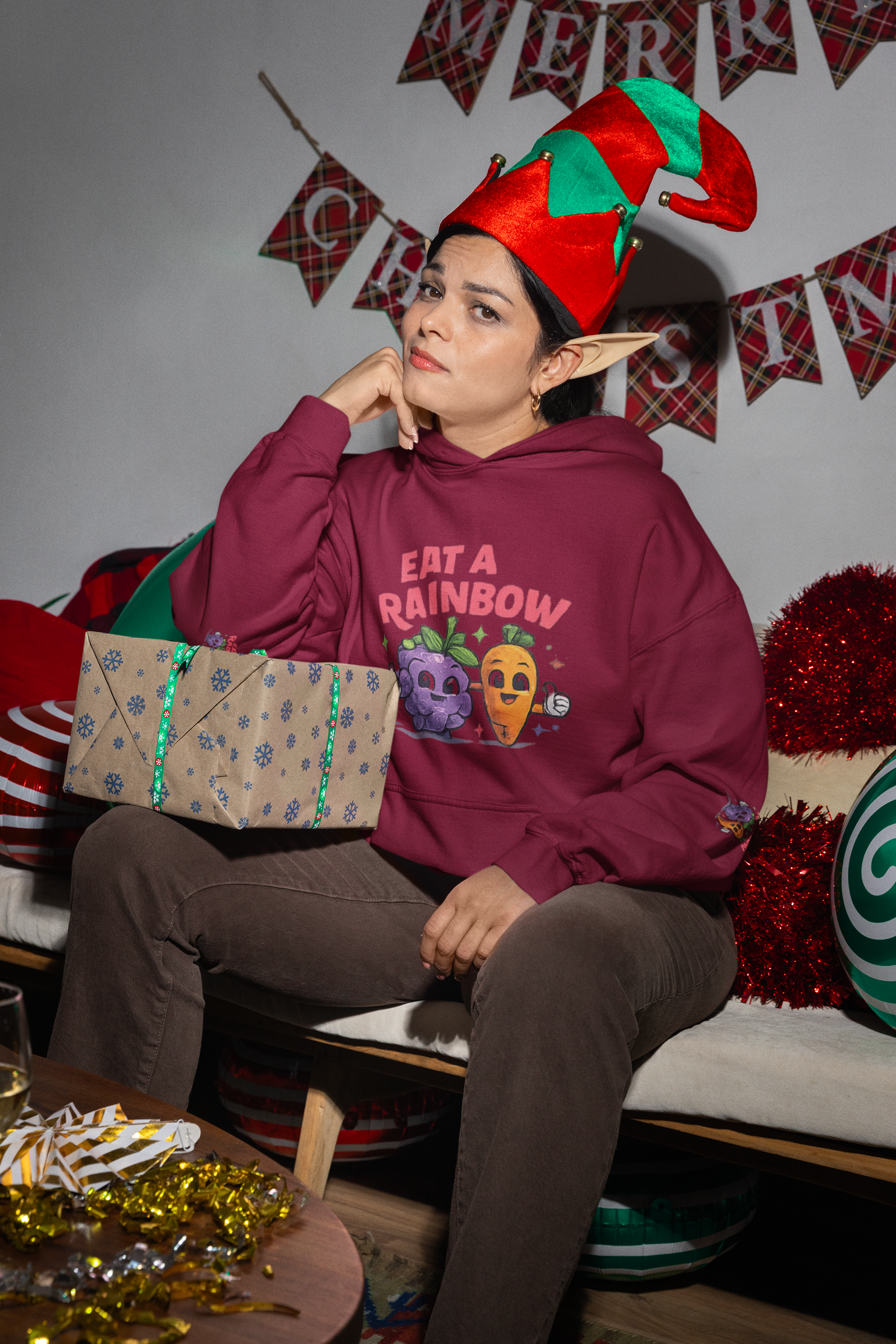 Eat a Rainbow Hoodie — Cute Fruit & Veggie Cartoon Sweatshirt for Kids & Adults