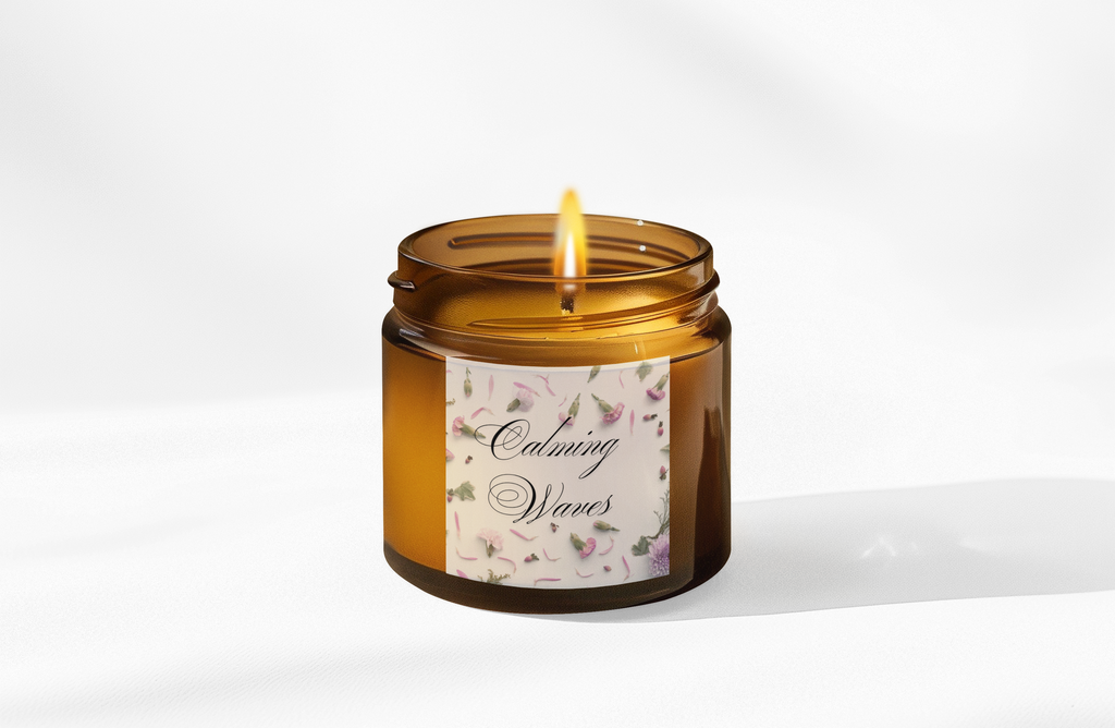 Calming Waves Soy Candle — Amber Jar Aromatherapy Scented Candle (Multiple Sizes)