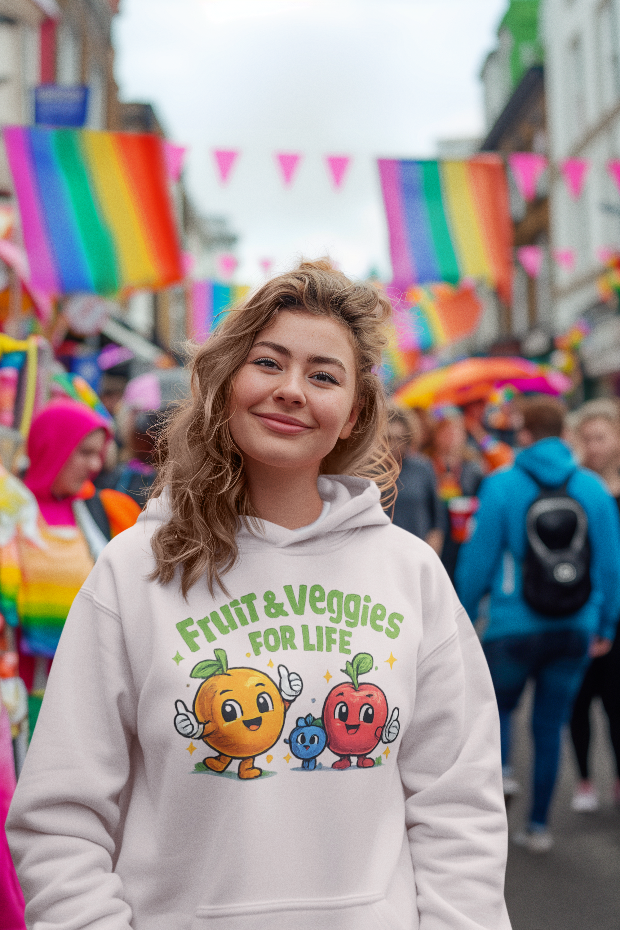 Fruit & Veggies For Life Hoodie — Cute Cartoon Produce Sweatshirt for Kids & Veg Lovers