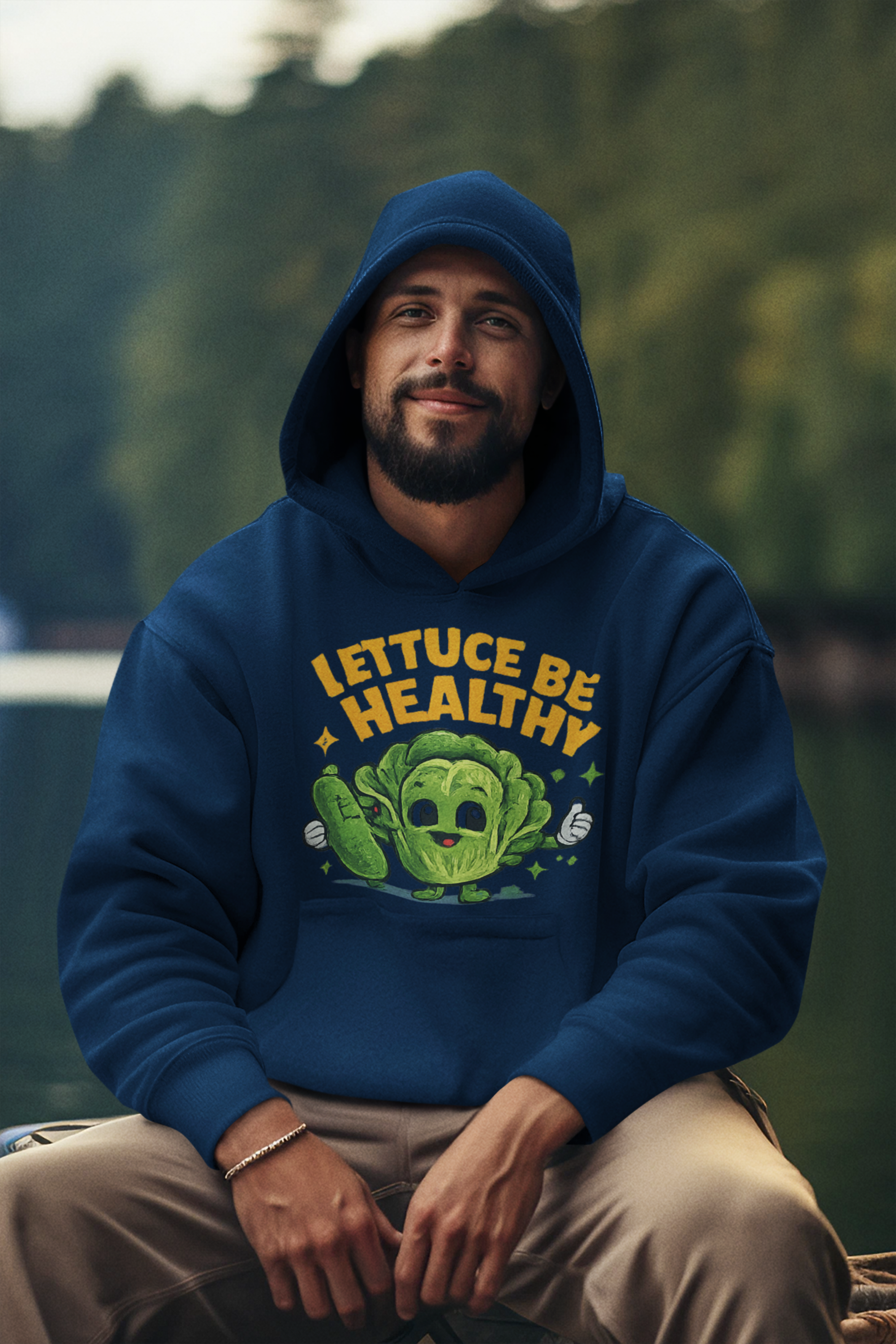 Hoodie — "Lettuce Be Healthy" Cute Lettuce Wellness Graphic Hoodie