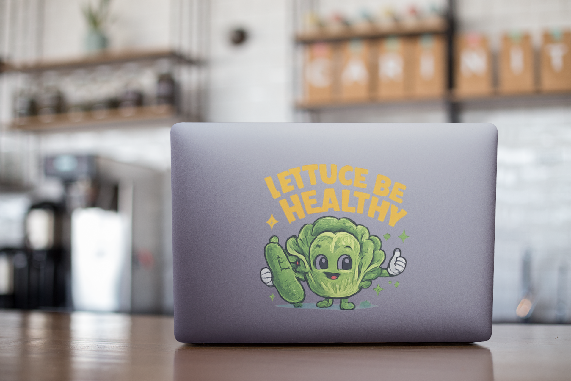 Lettuce Be Healthy Sticker — Cute Veggie Pun Kiss-Cut Decal for Laptops, Water Bottles & Lunchboxes