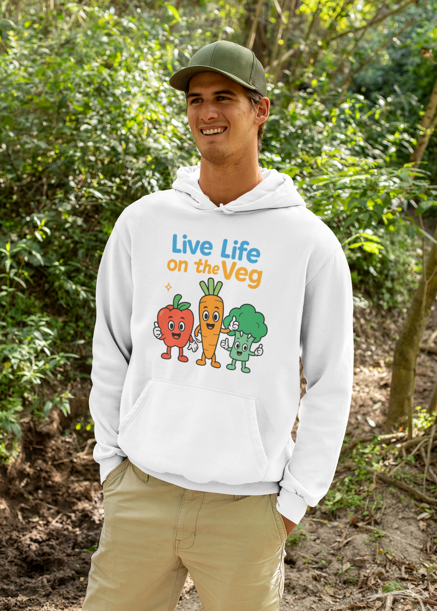 Veggie Crew Hoodie — "Live Life on the Veg" Cute Vegetable Graphic