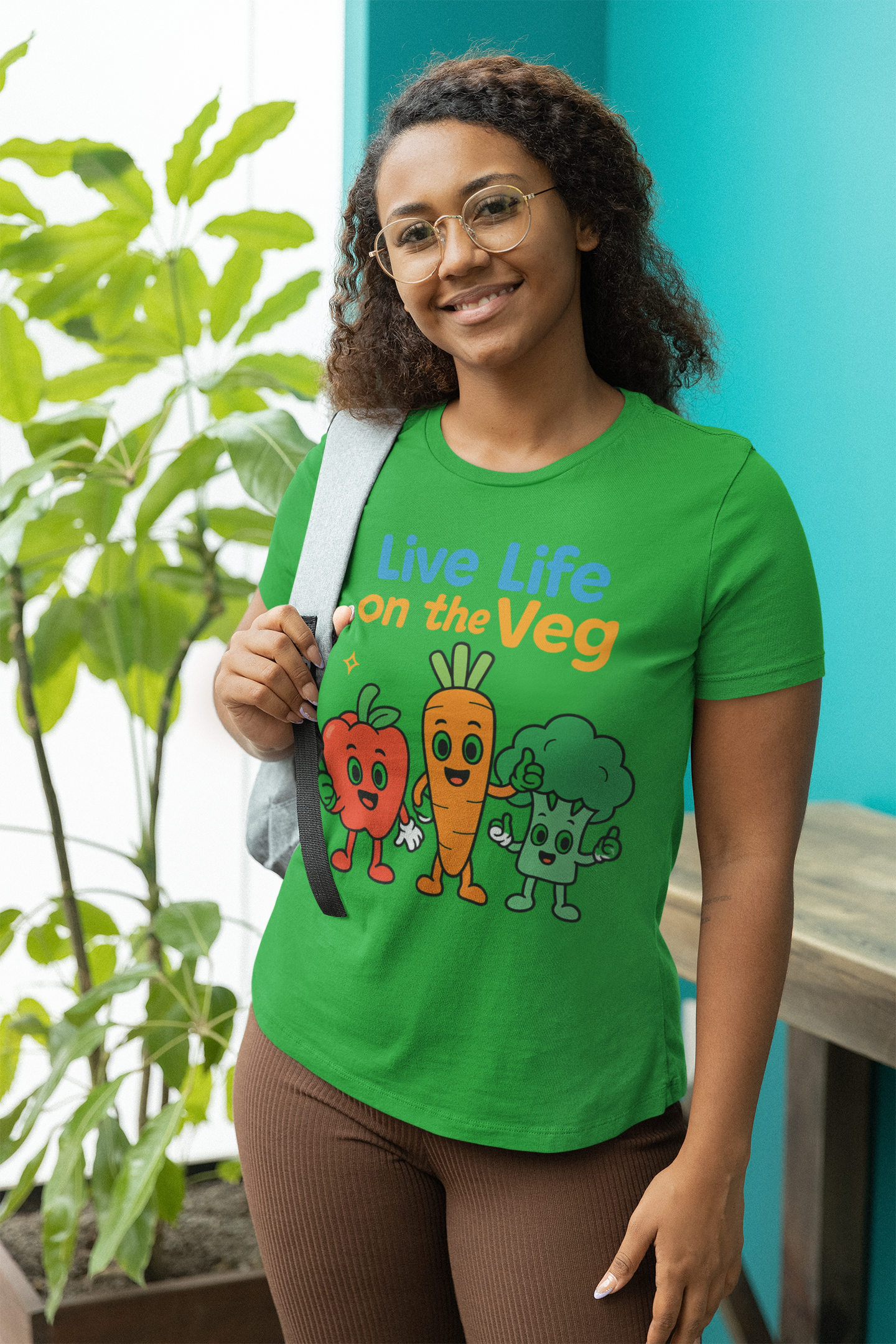 Live Life on the Veg T-Shirt — Cute Cartoon Veggie Tee for Kids & Veggie Lovers