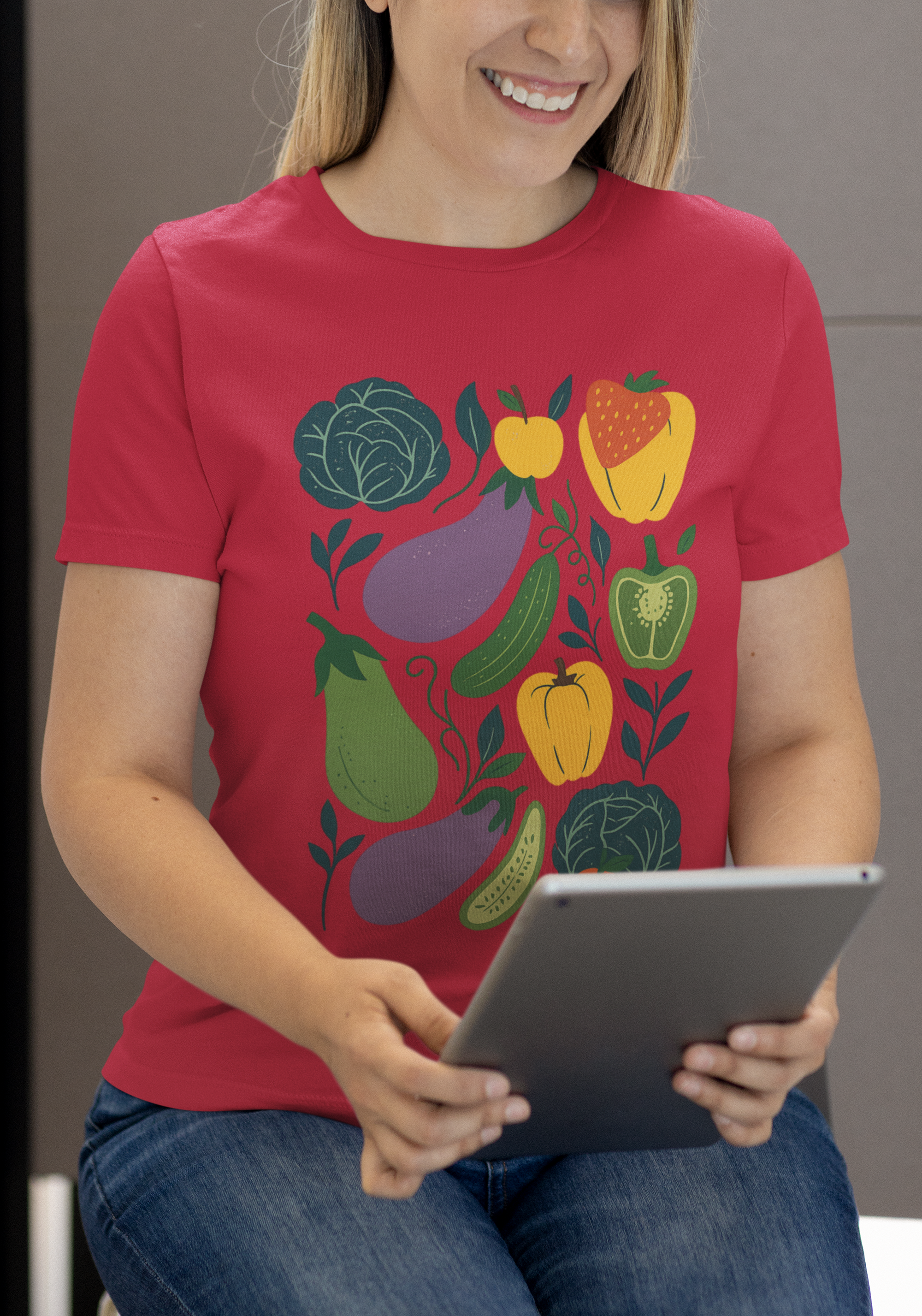 Vegetable Garden Graphic T-Shirt — Colorful Veggie Print Tee