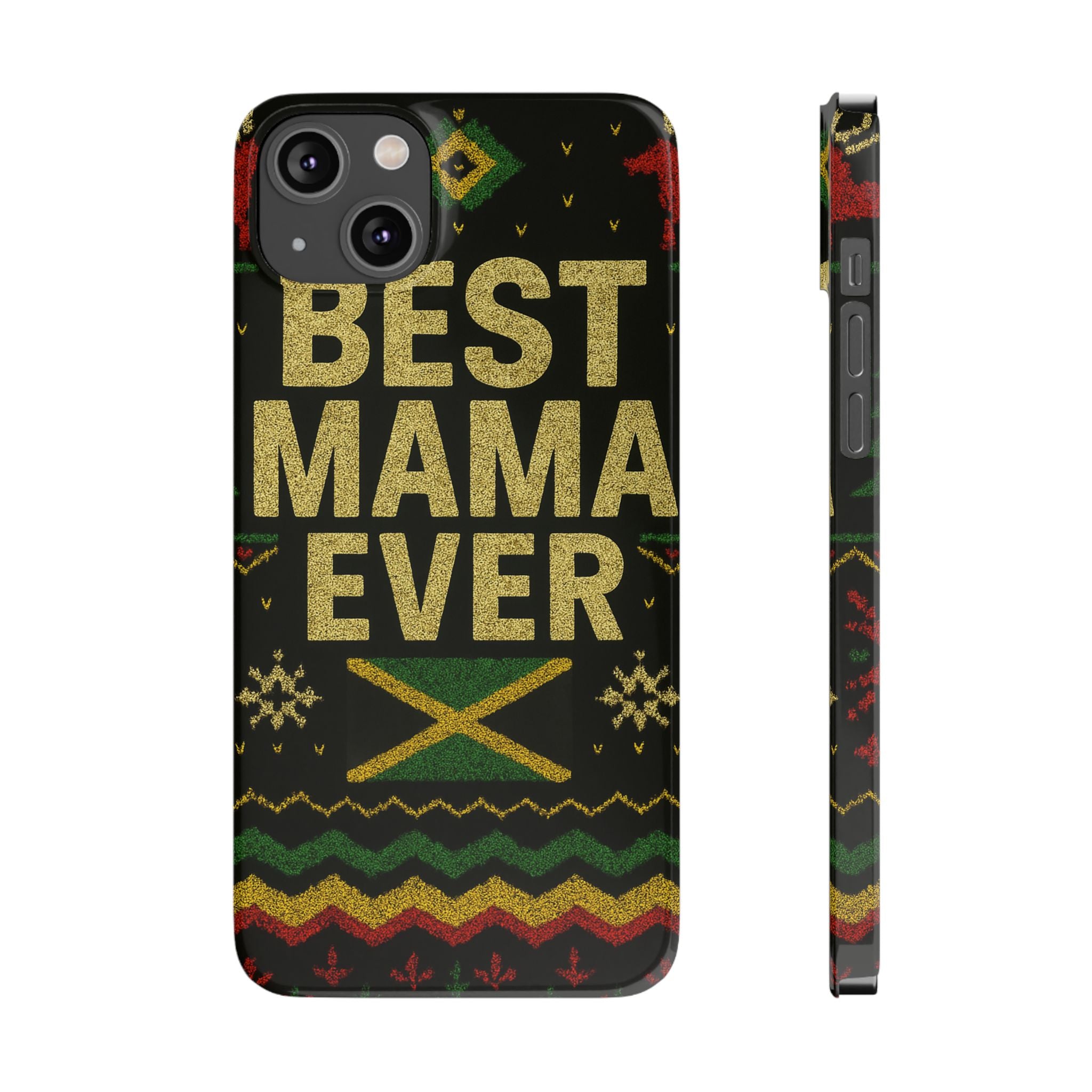 Slim Phone Case — 'Best Mama Ever' Jamaican Reggae Pattern