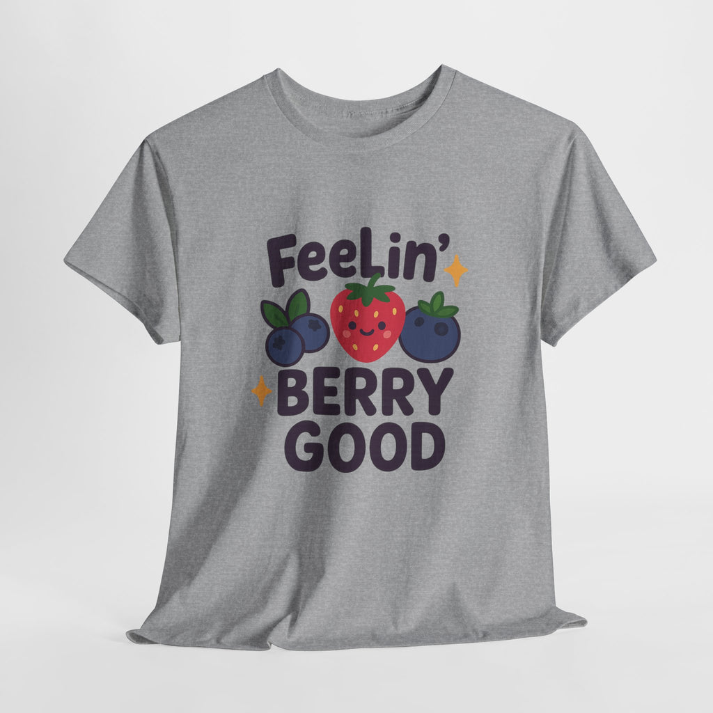 Berry Good Vibe Unisex Heavy Cotton Tee, Cute Summer Shirt, Fun Gift for Food Lovers, Berry Themed Apparel, Casual Wear