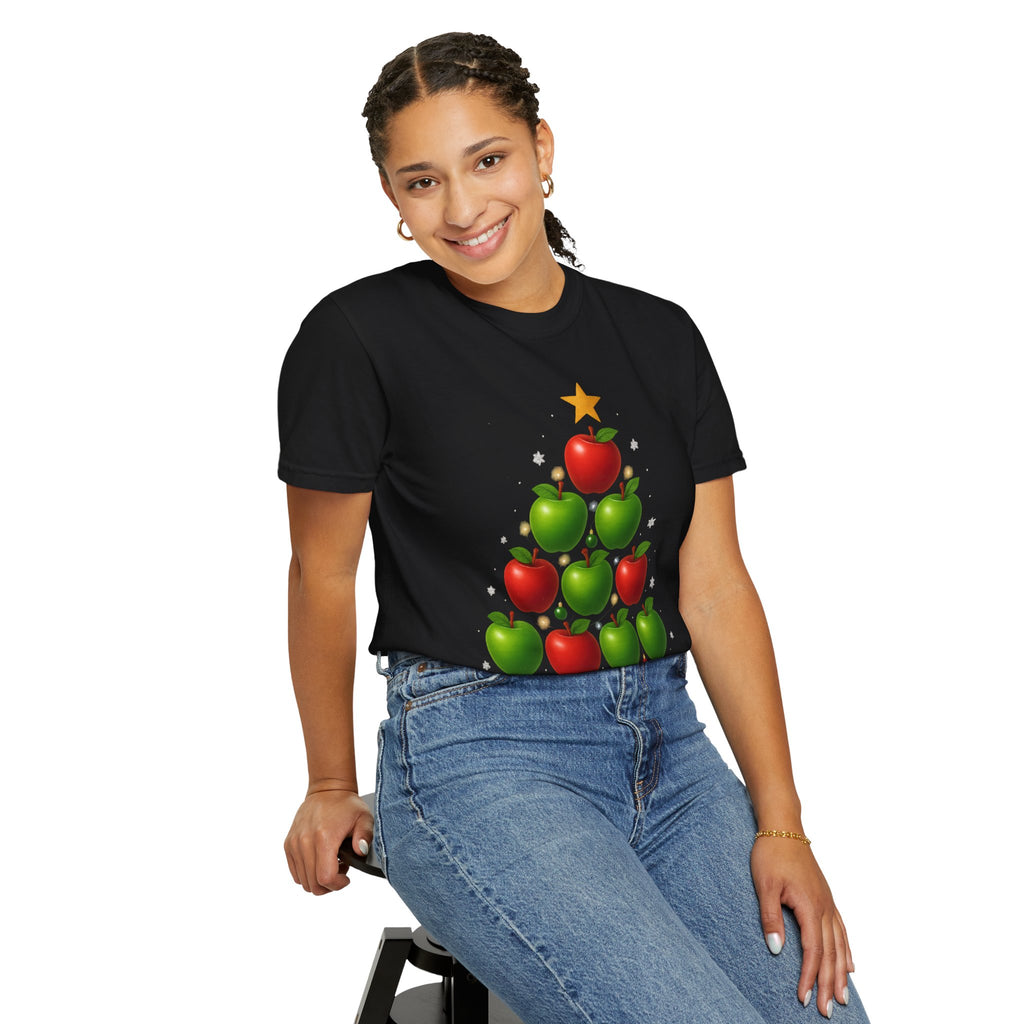 Apple Christmas Tree T-Shirt — Holiday Fruit Tree Graphic Tee