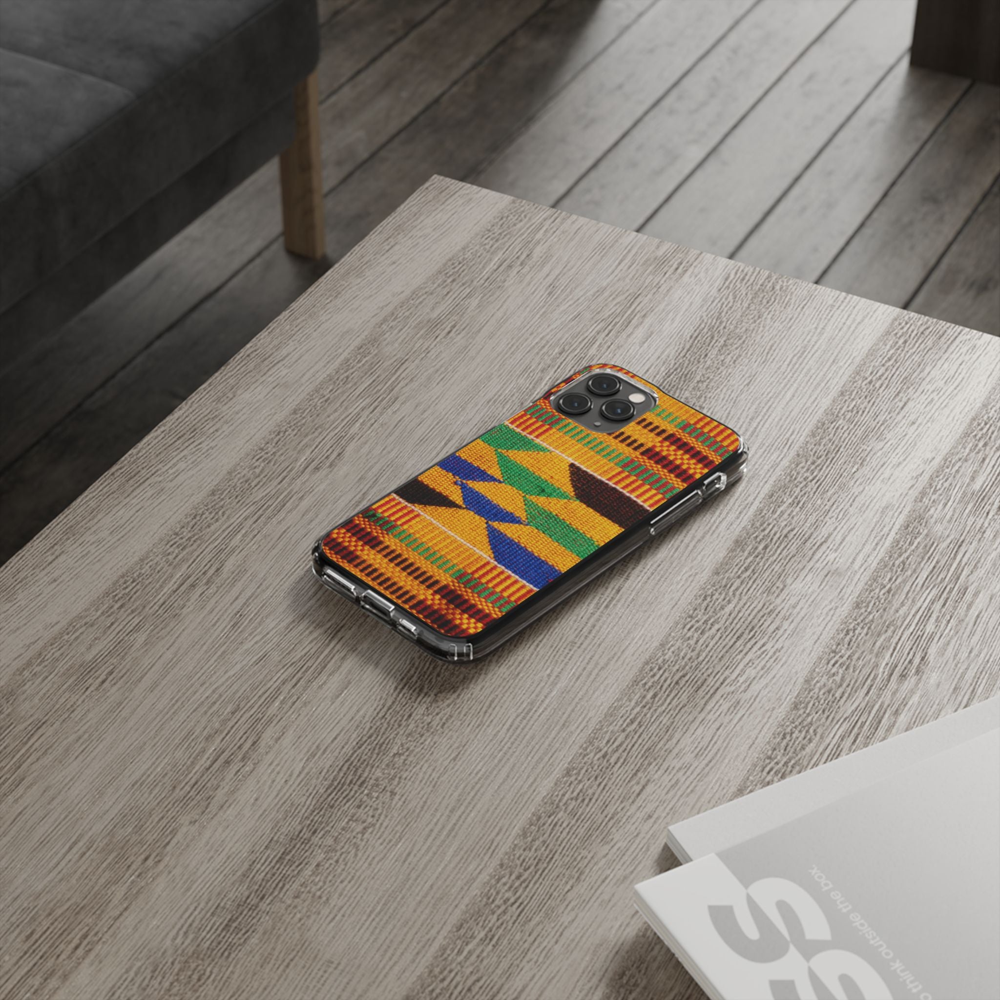 Kente Pattern Clear Impact-Resistant Phone Case