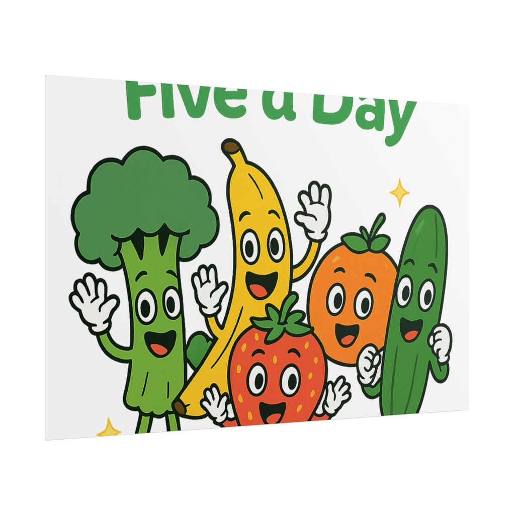 Rolled Poster — "Get Your Five a Day" Cute Fruit & Veggie Wall Art