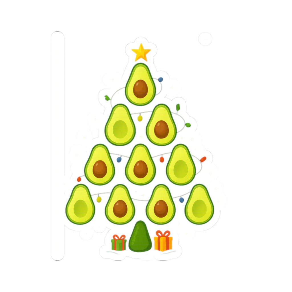 Avocado Christmas Tree Sticker — Festive Kiss-Cut Avocado Holiday Decal